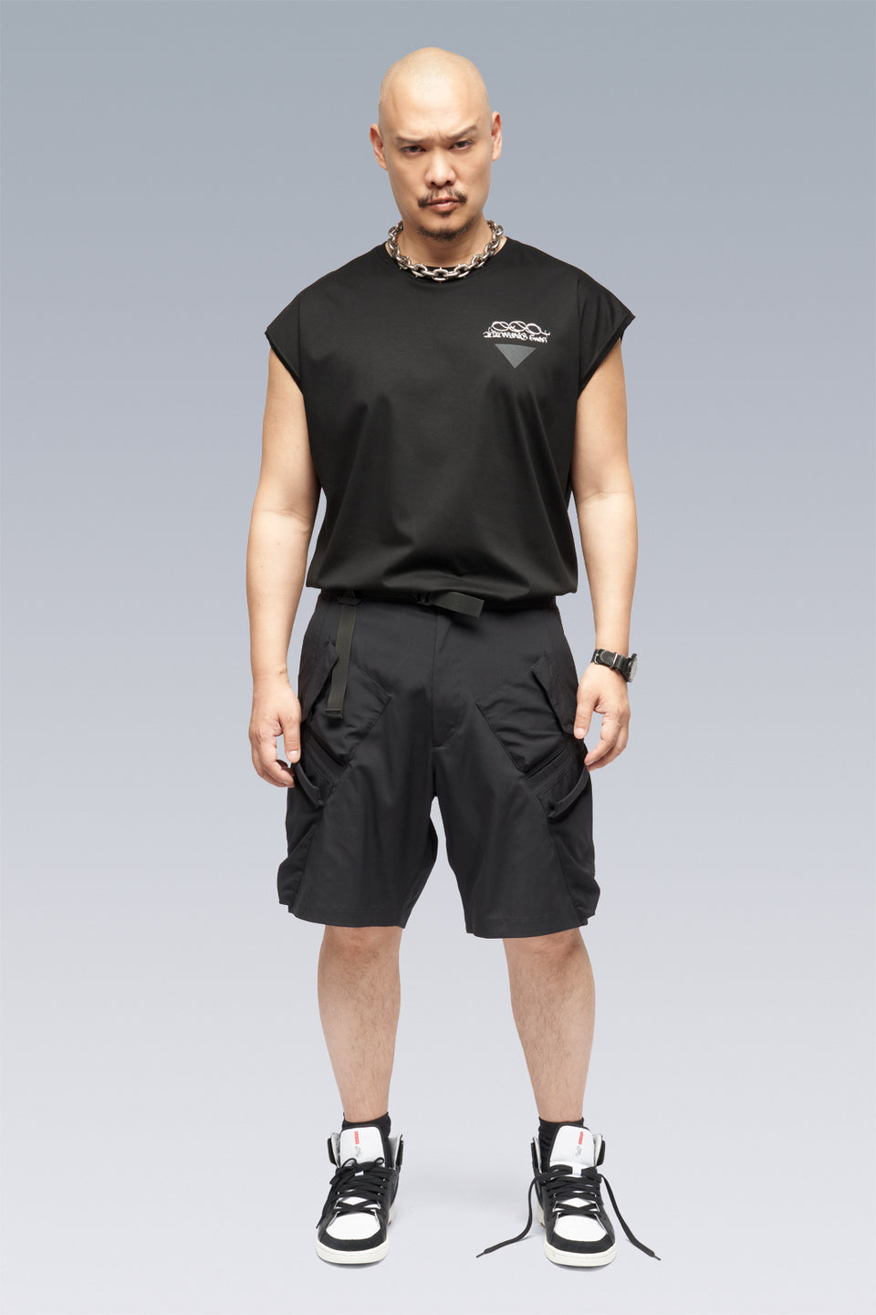 S25-PR-A 100% Cotton Mercerized Sleeveless T-shirt - Black