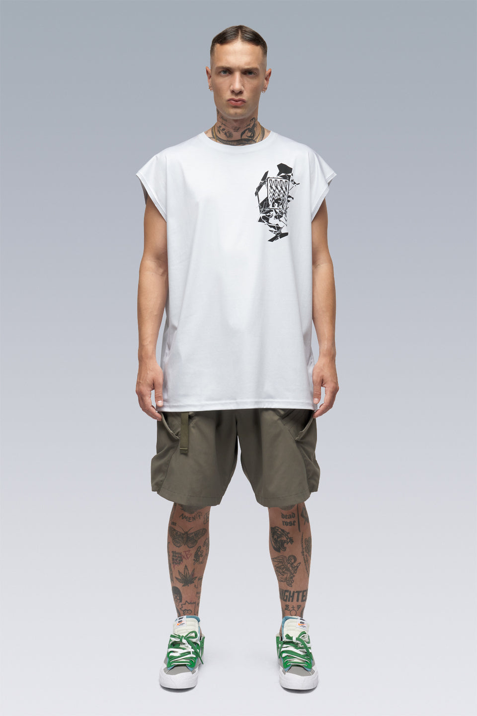 S25-PR-B 100% Cotton Mercerized Sleeveless T-shirt - White