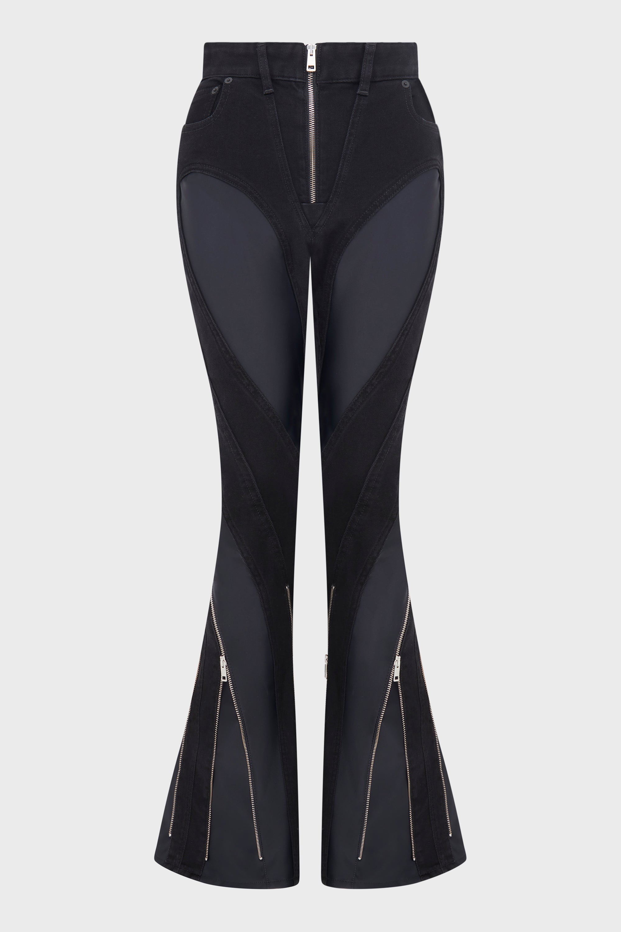 ZIPPED BI-MATERIAL JEANS BLACK