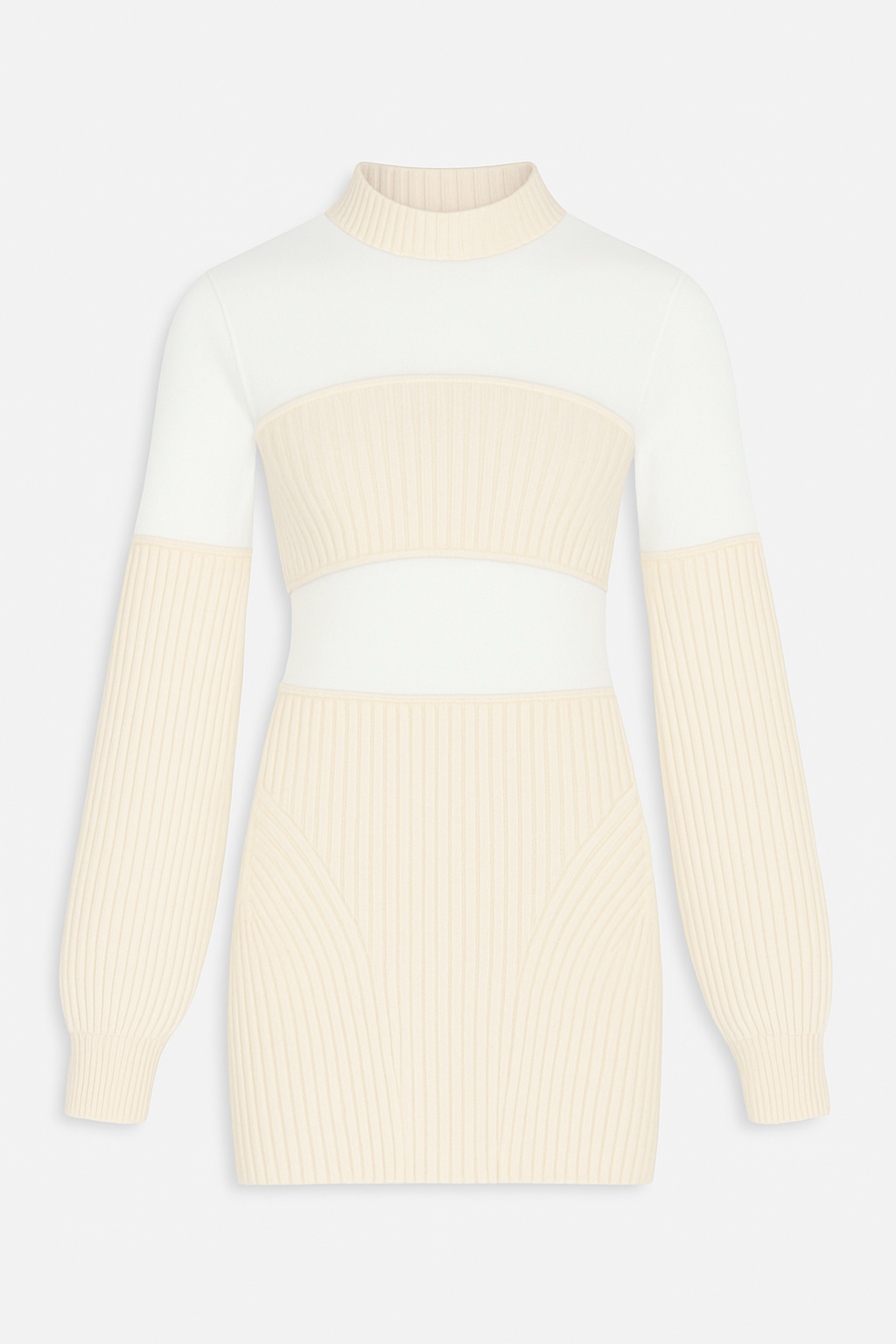 RIBBED LONG SLEEVES SHORT DRESS