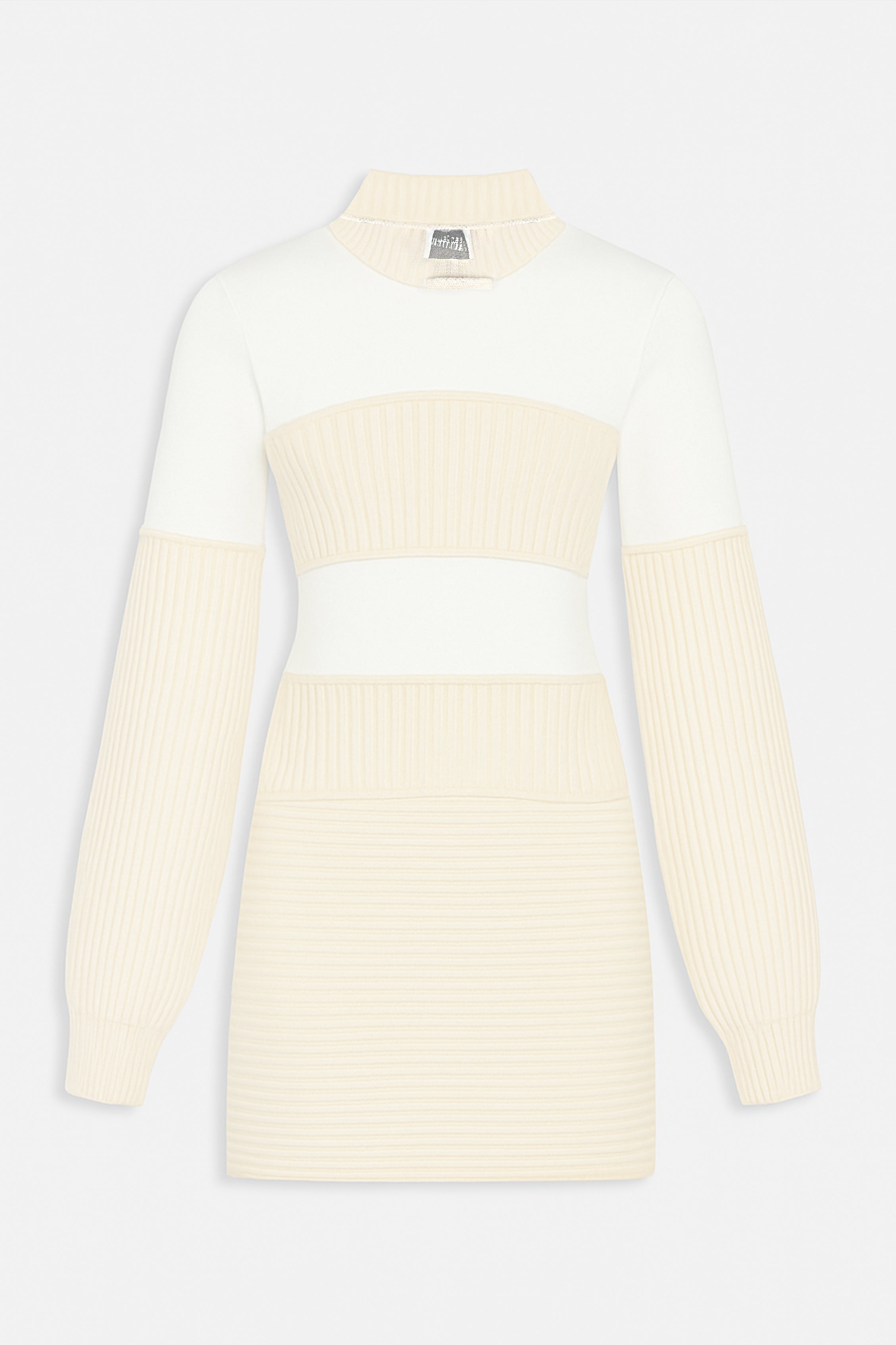 RIBBED LONG SLEEVES SHORT DRESS