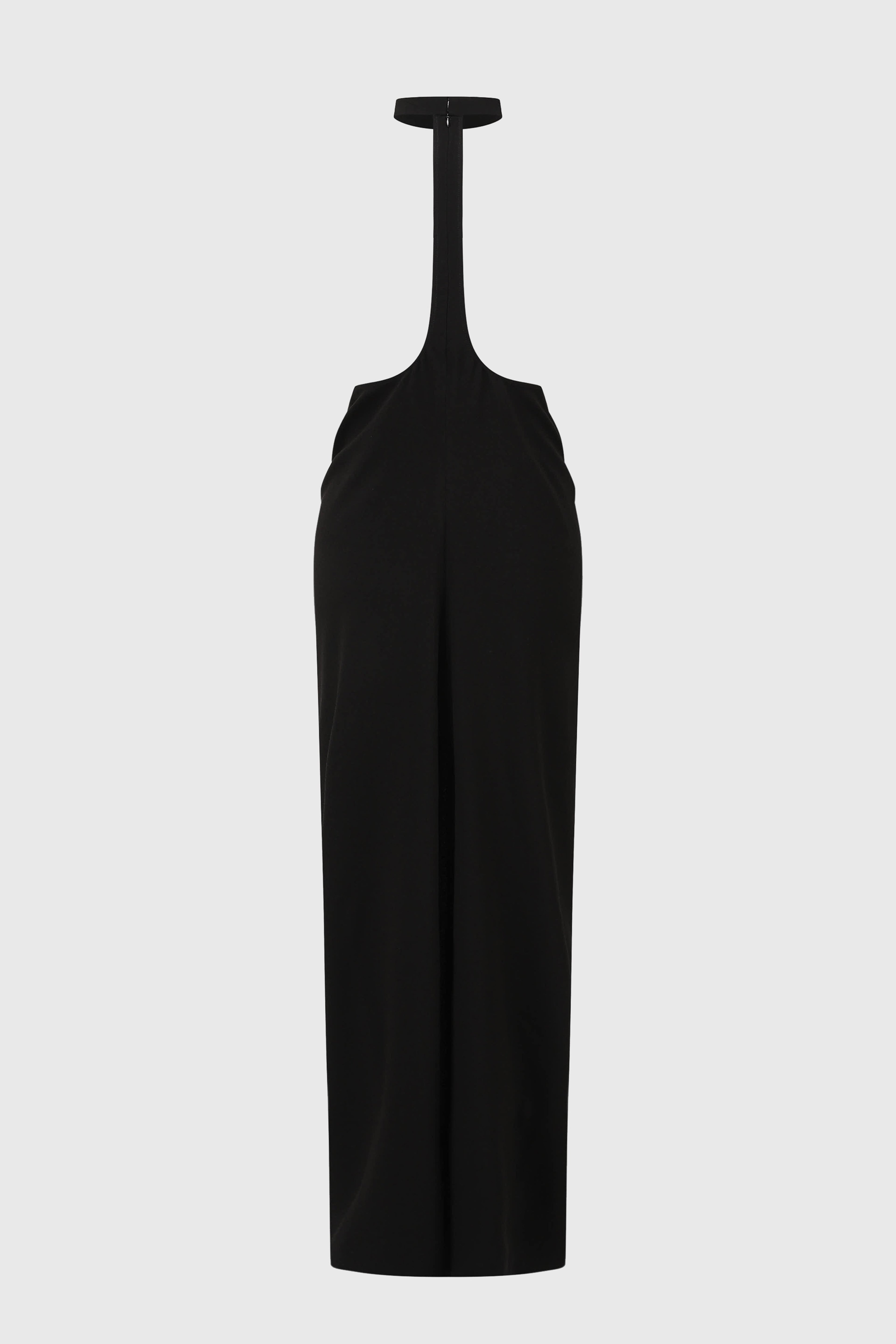HALTERNECK DRAPED SKIRT BLACK