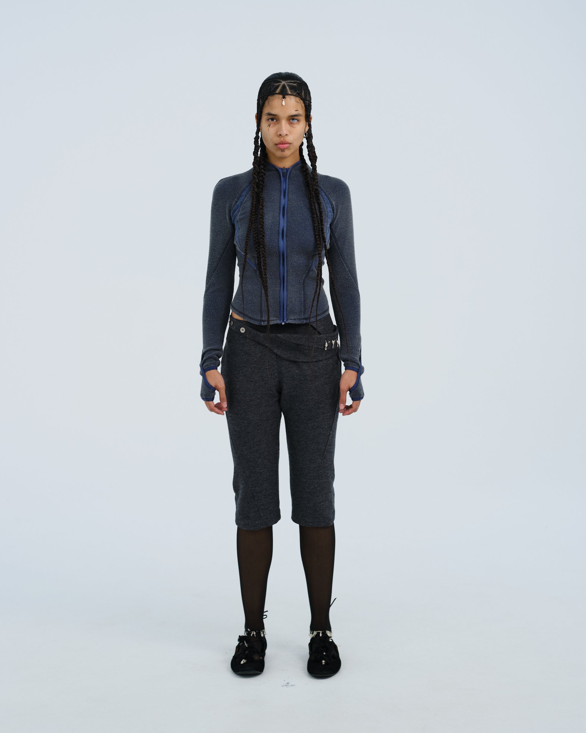 SLASHED ZIP TOP DARK GREY