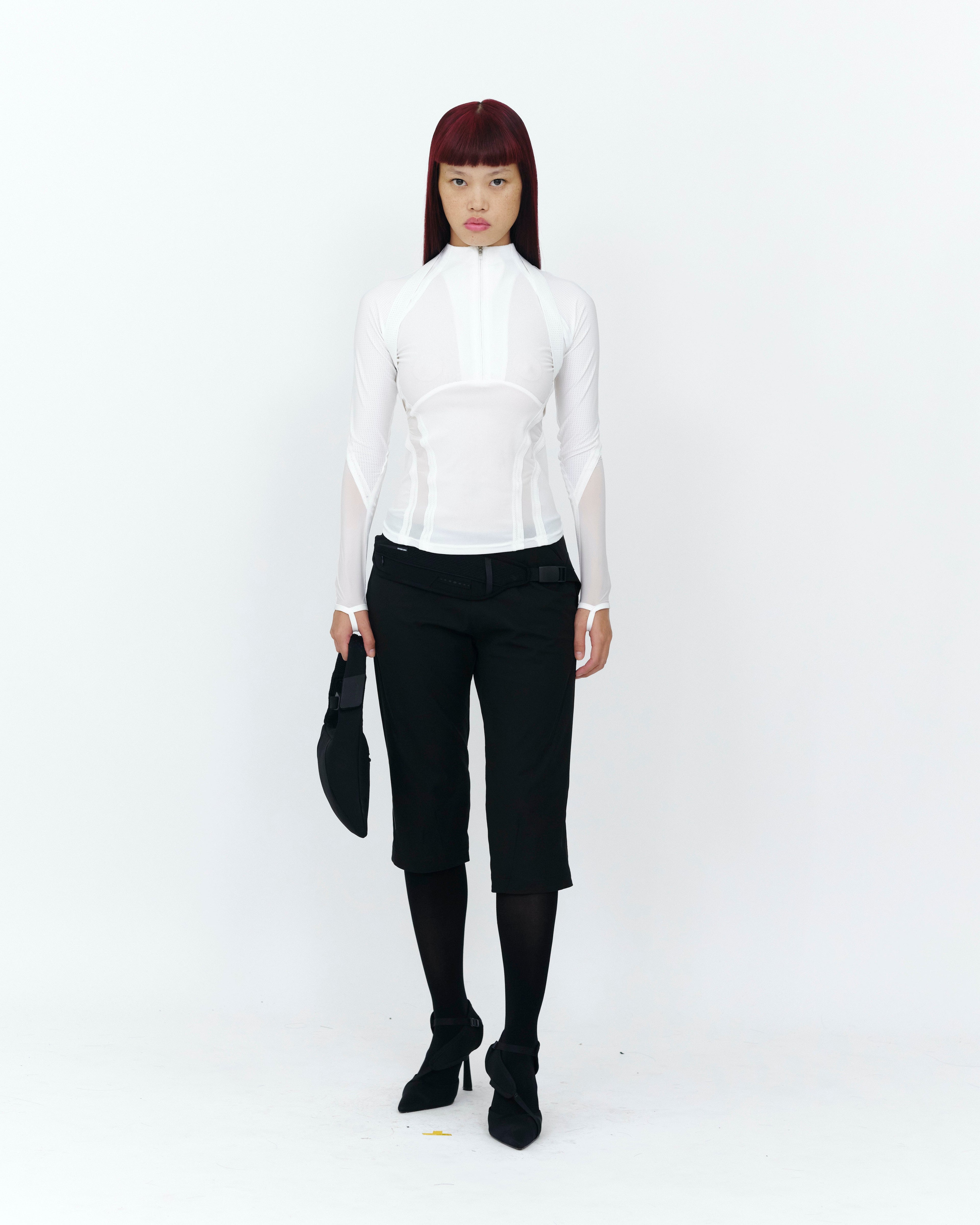 TRANSPARENT HALF-ZIP TOP WHITE