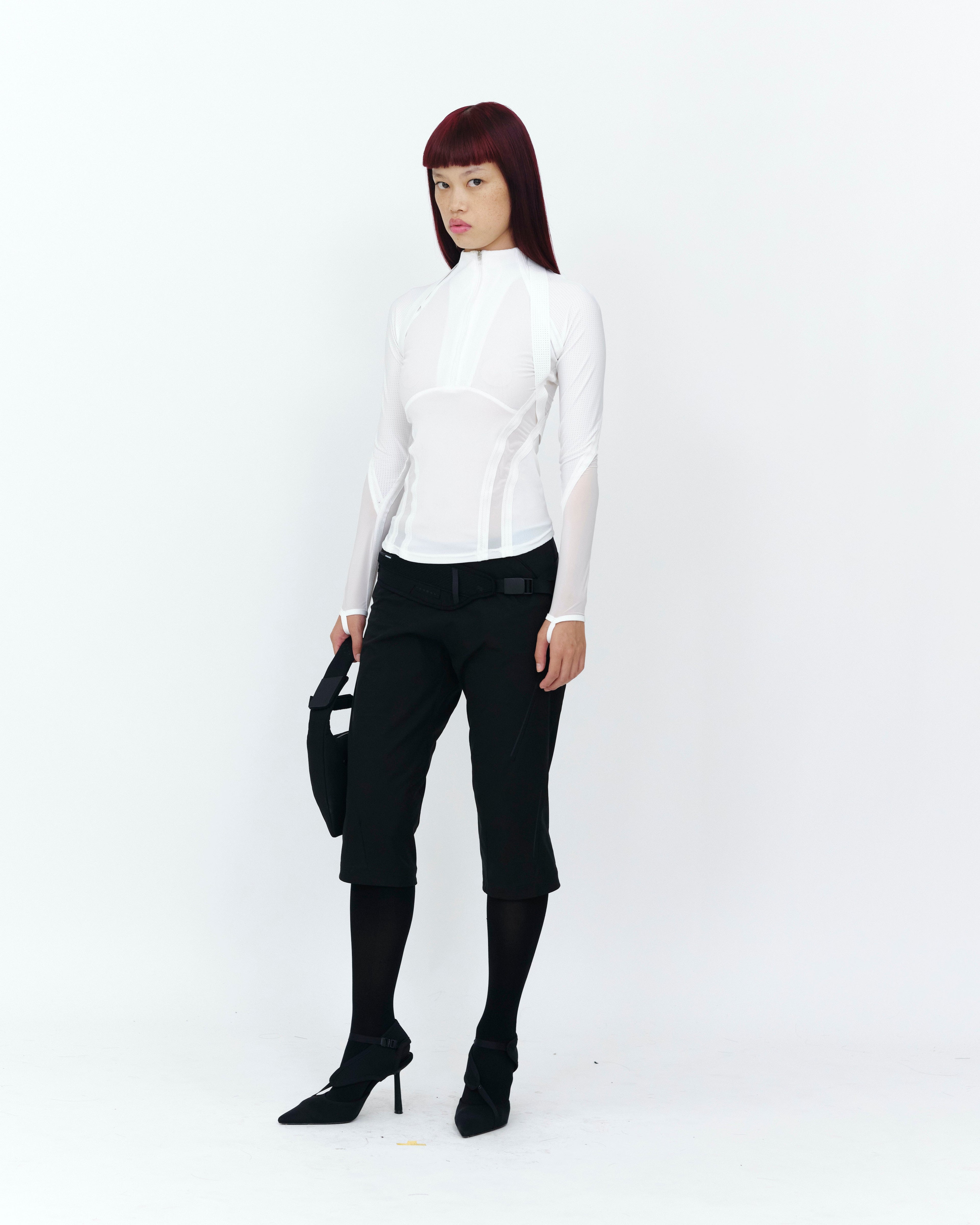 TRANSPARENT HALF-ZIP TOP WHITE