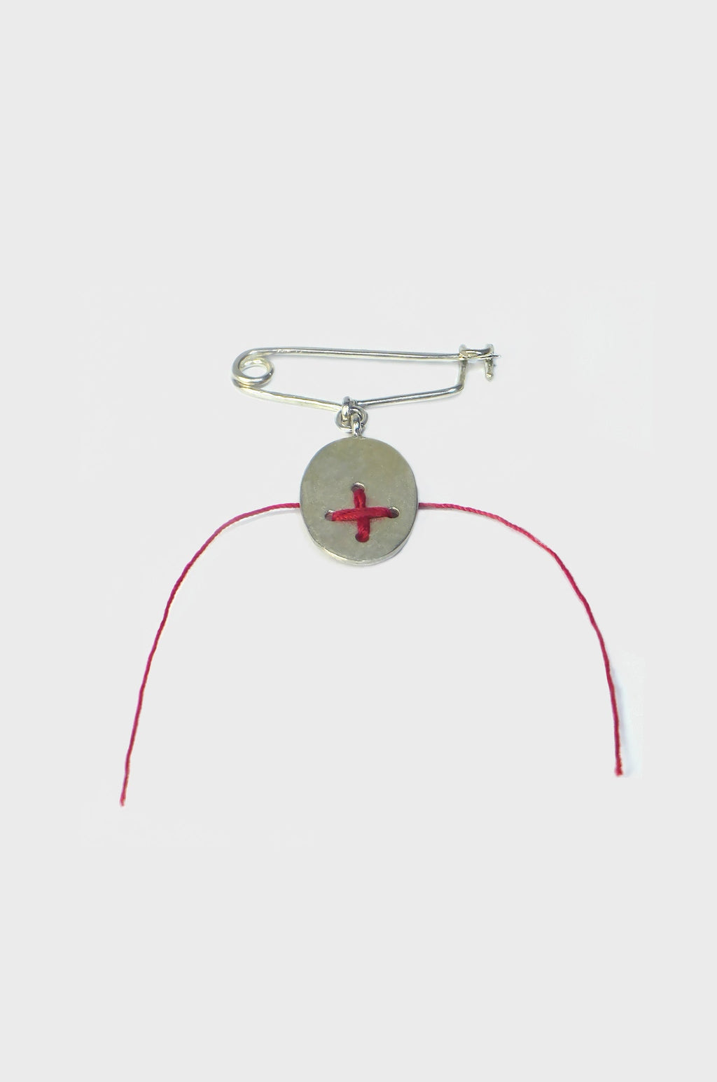 MINI SAFETY PIN W/STITCHED CROSS