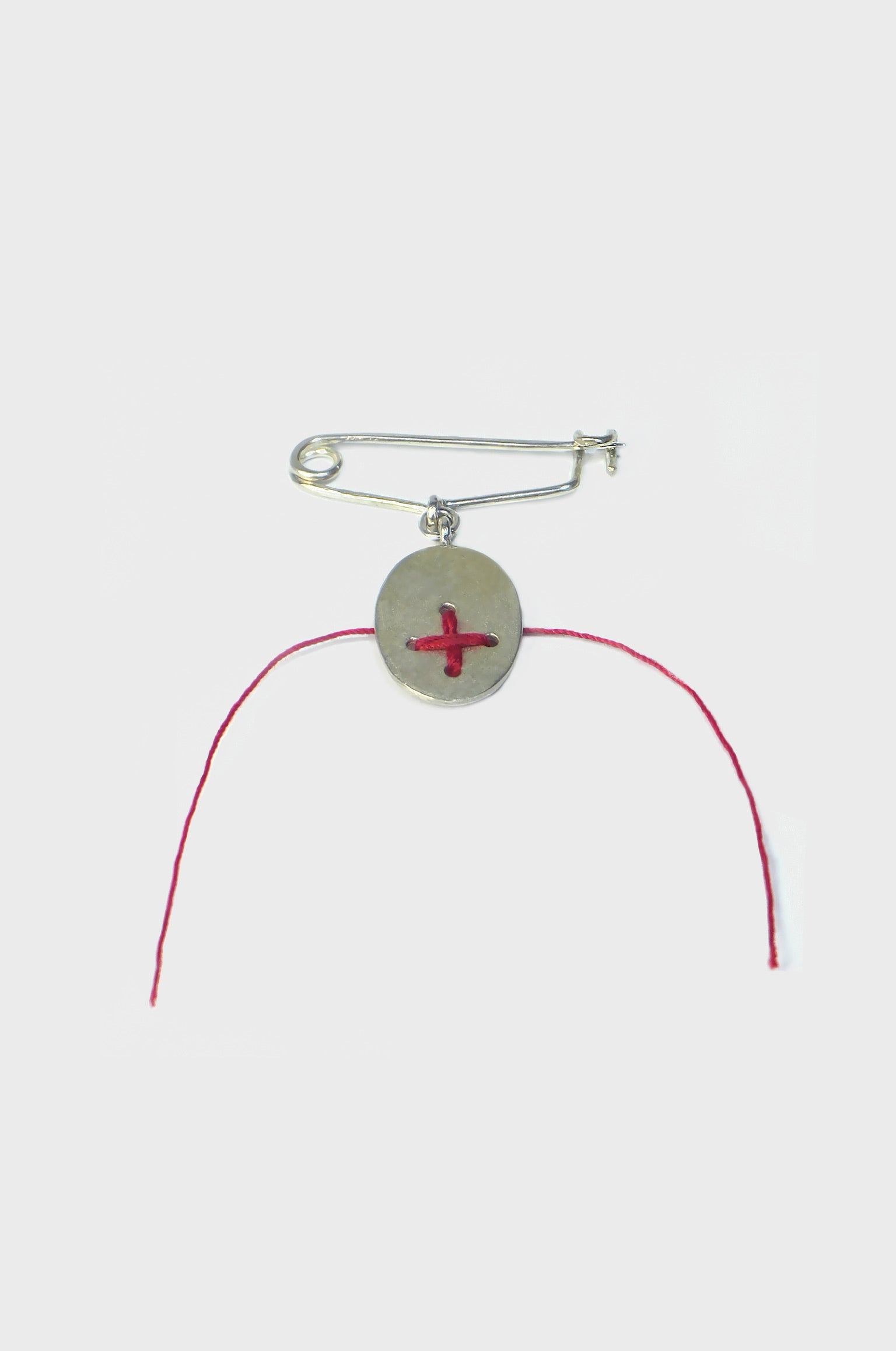 MINI SAFETY PIN W/STITCHED CROSS