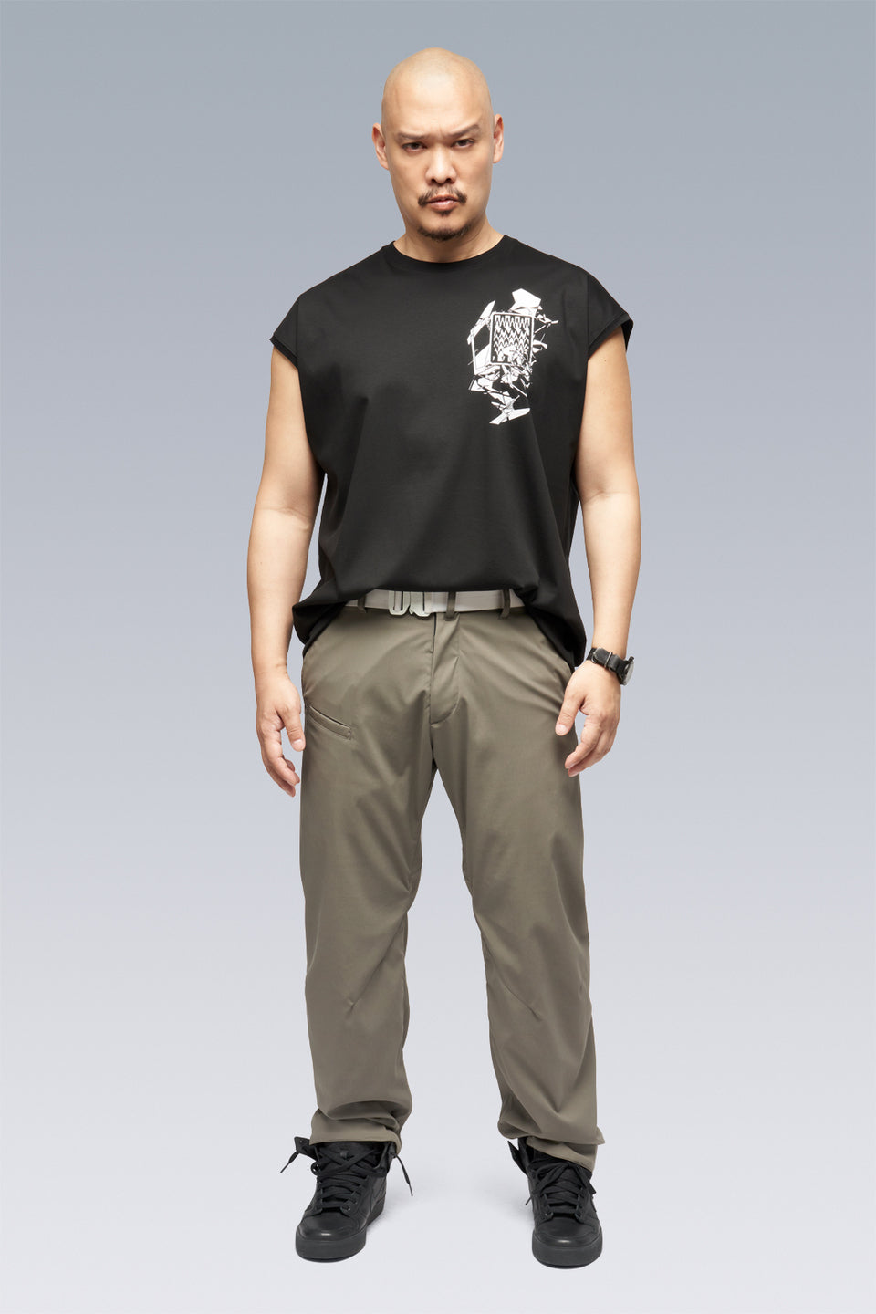 S25-PR-B 100% Cotton Mercerized Sleeveless T-shirt - Black