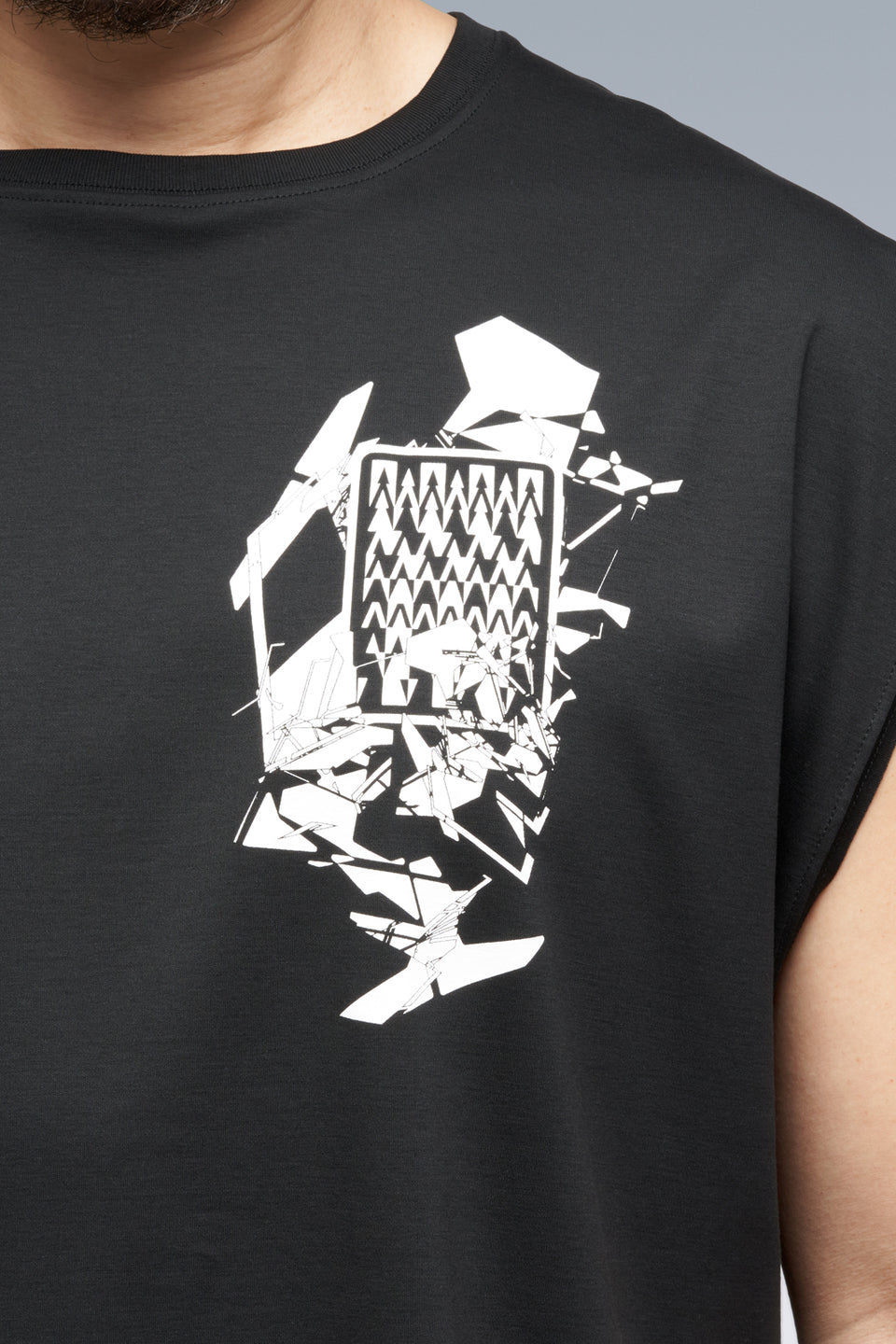 S25-PR-B 100% Cotton Mercerized Sleeveless T-shirt - Black