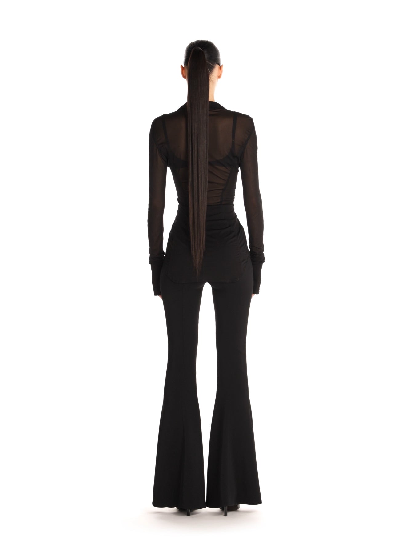 LONG-SLEEVED SHEER JERSEY SHIRT