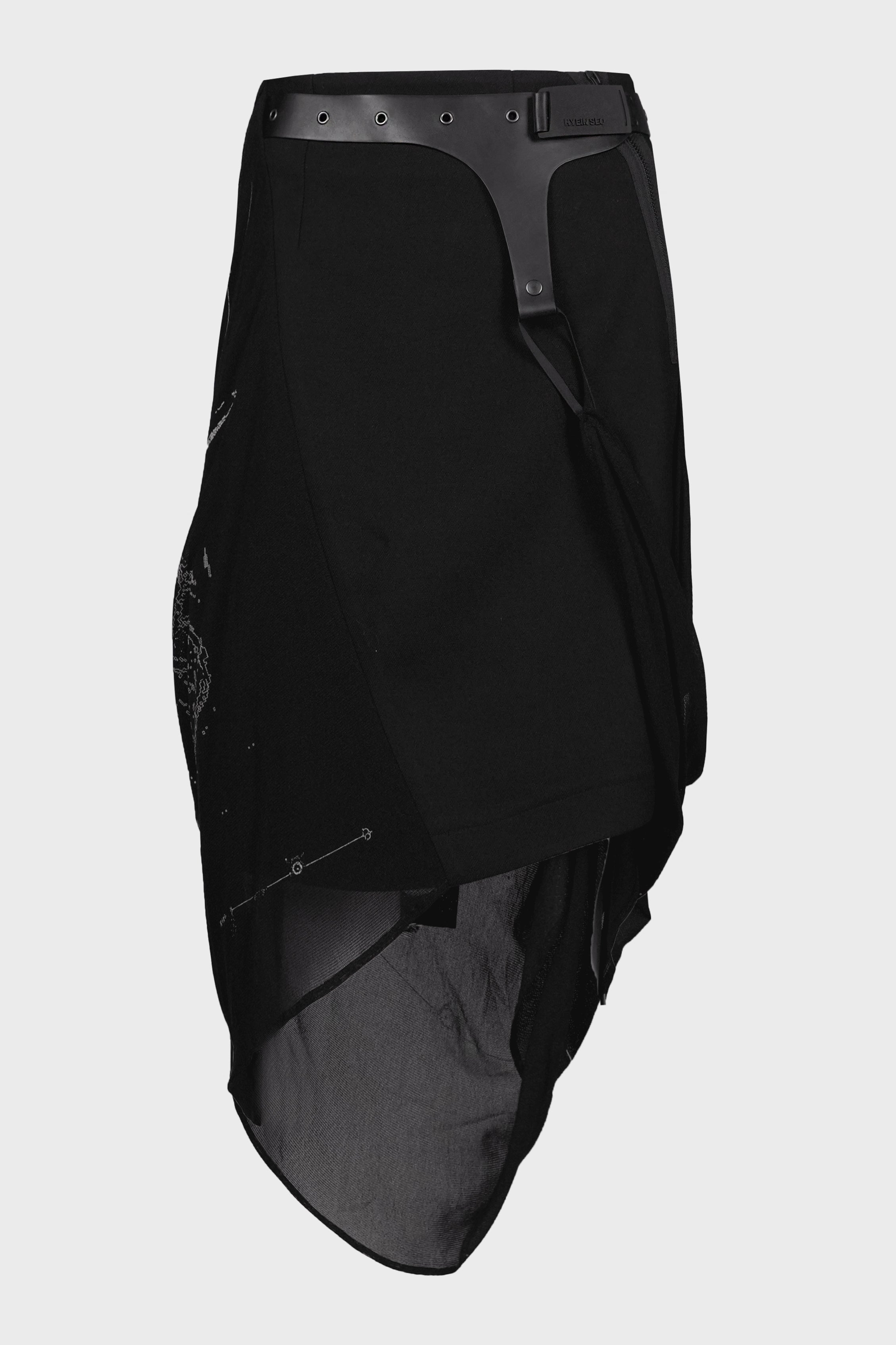 GRAPHIC WRAP SKIRT w/ GARTER BELT