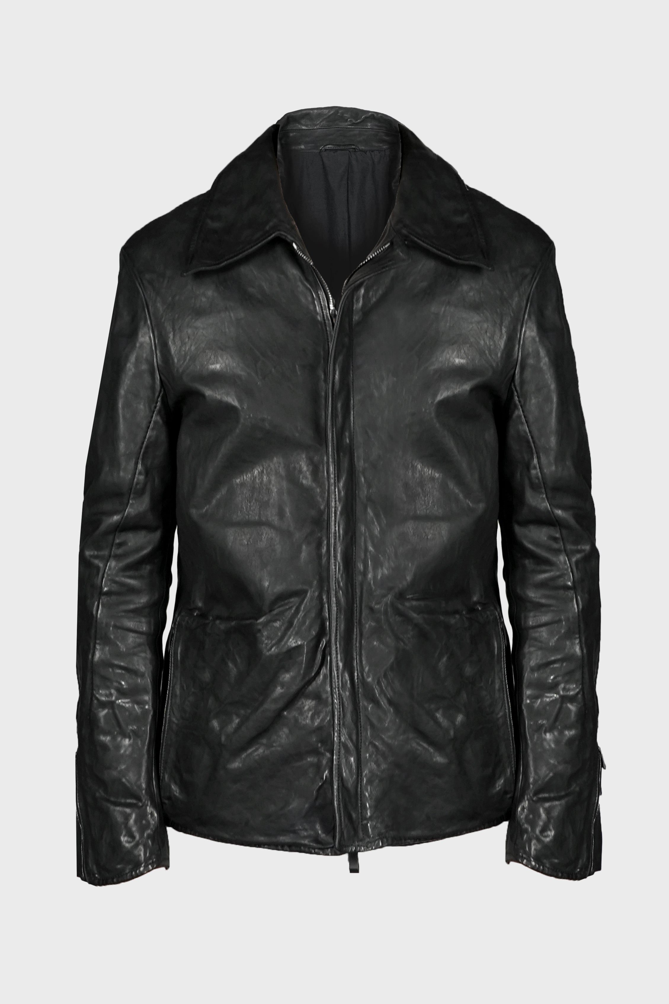 SHIRT COLLAR ZIP BLOUSON BLACK