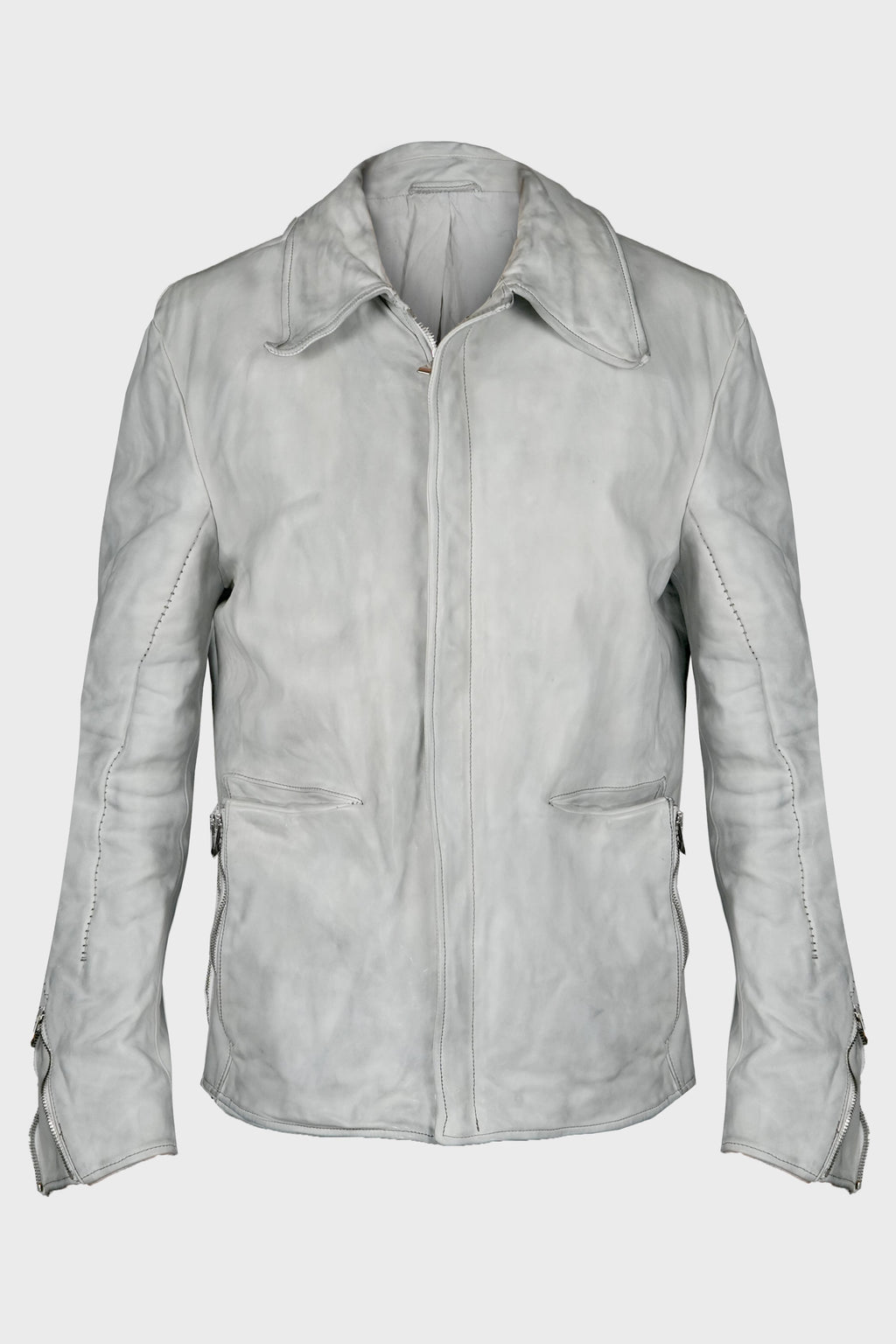 SHIRT COLLAR ZIP BLOUSON L.GREY