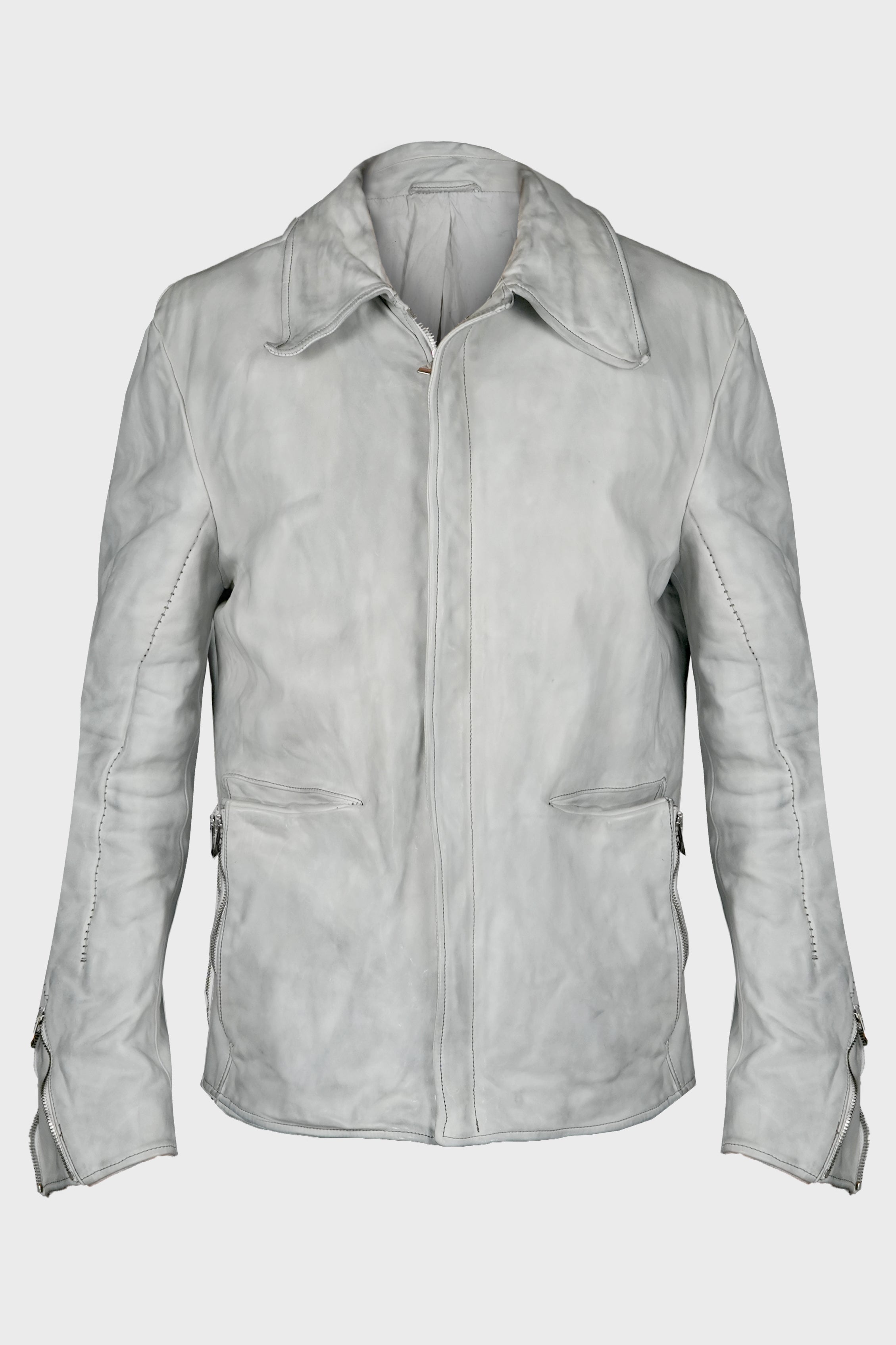 SHIRT COLLAR ZIP BLOUSON L.GREY