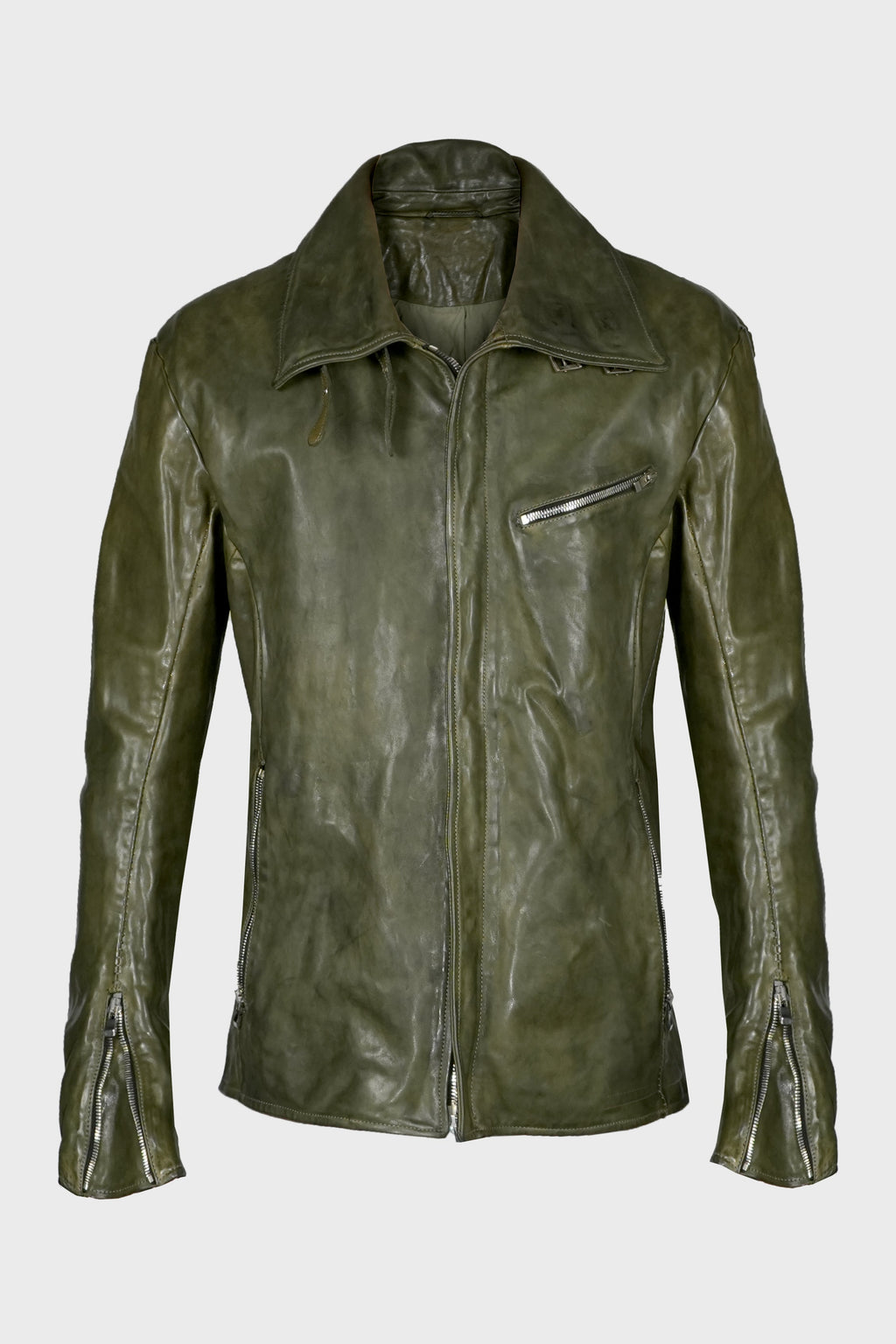 SHIRT COLLAR ZIP BLOUSON DIRTY D.OLIVE