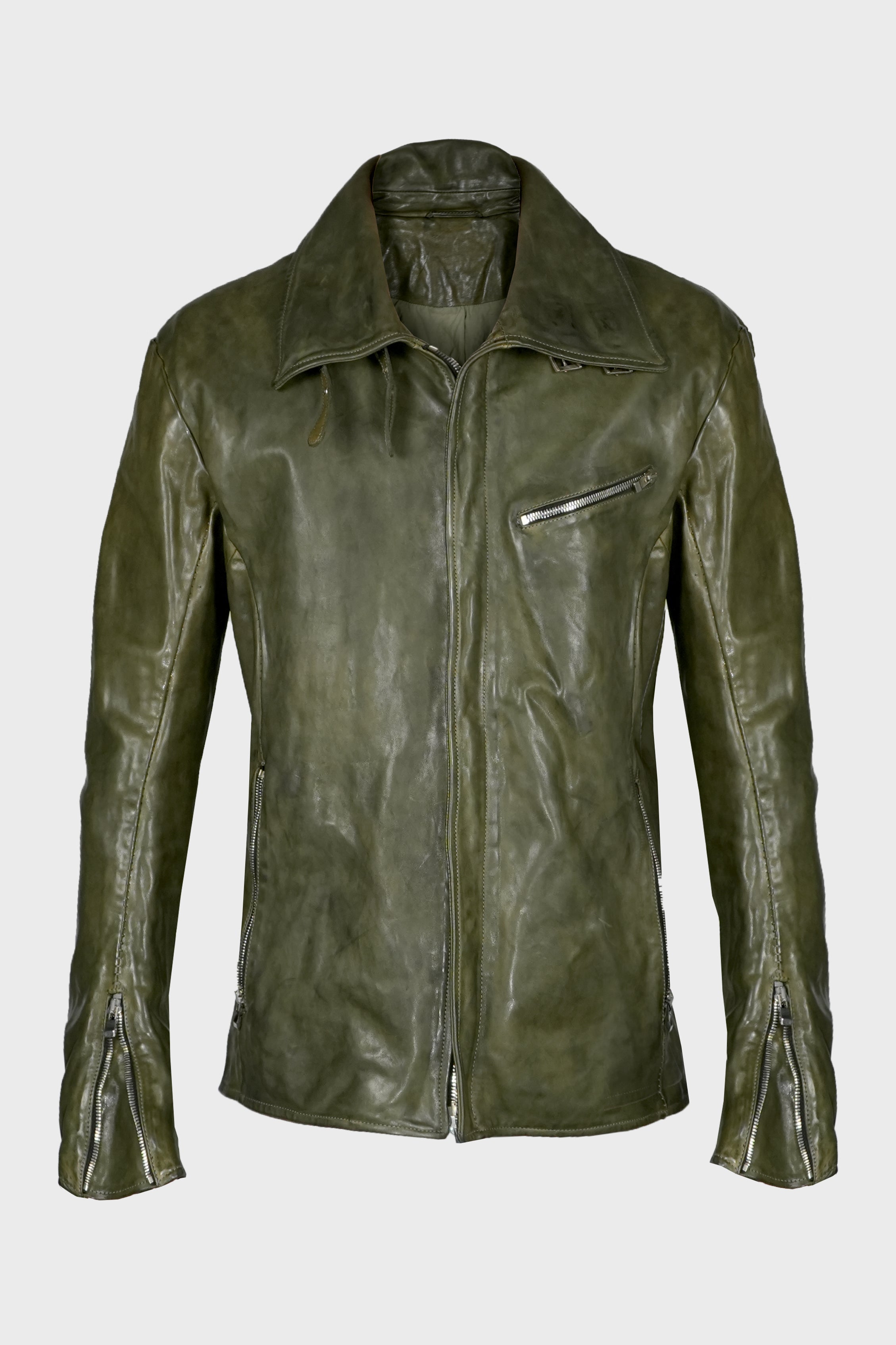 SHIRT COLLAR ZIP BLOUSON DIRTY D.OLIVE