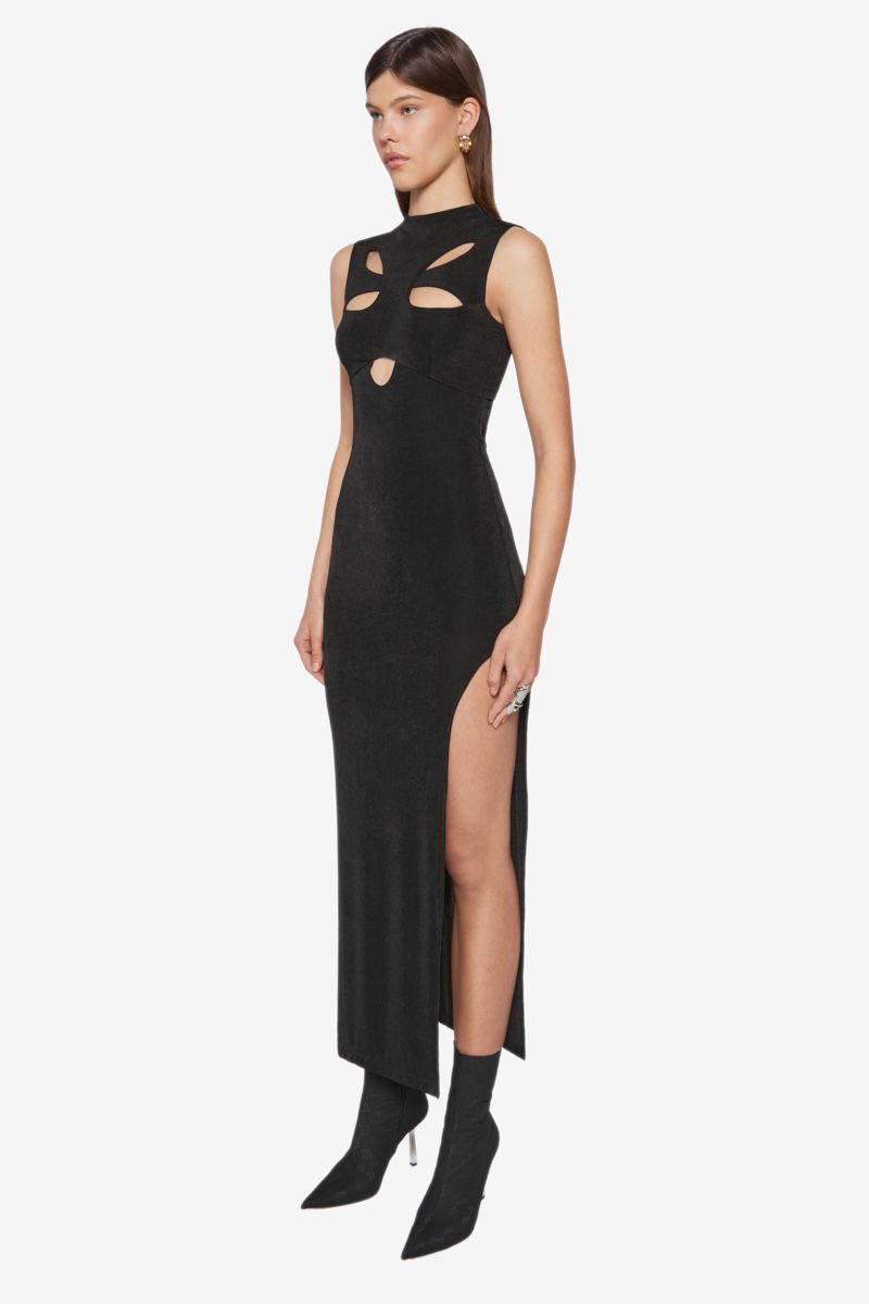 BUTTERFLY CUT OUT MAXI DRESS BLACK