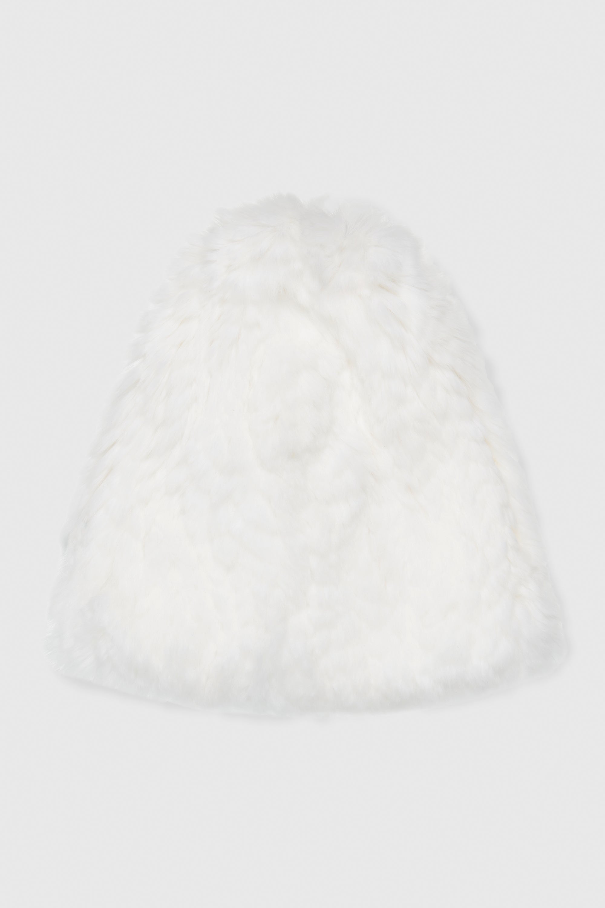 WHITE KNITTED RABBIT FUR BEANIE