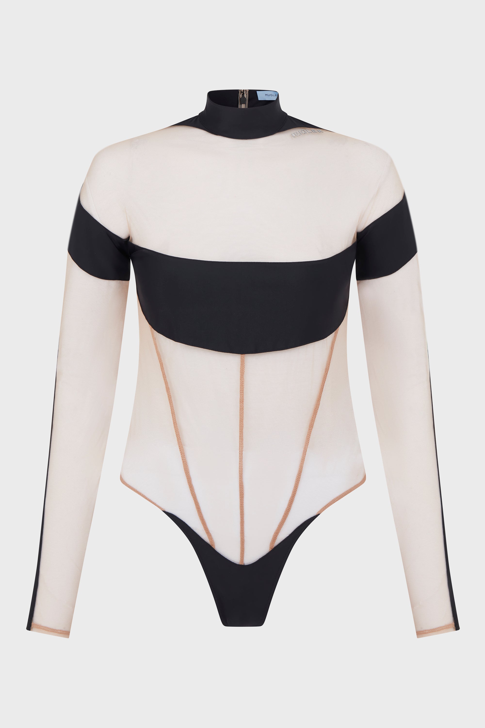 ILLUSION NECKLINE BODYSUIT BLACK/NUDE01