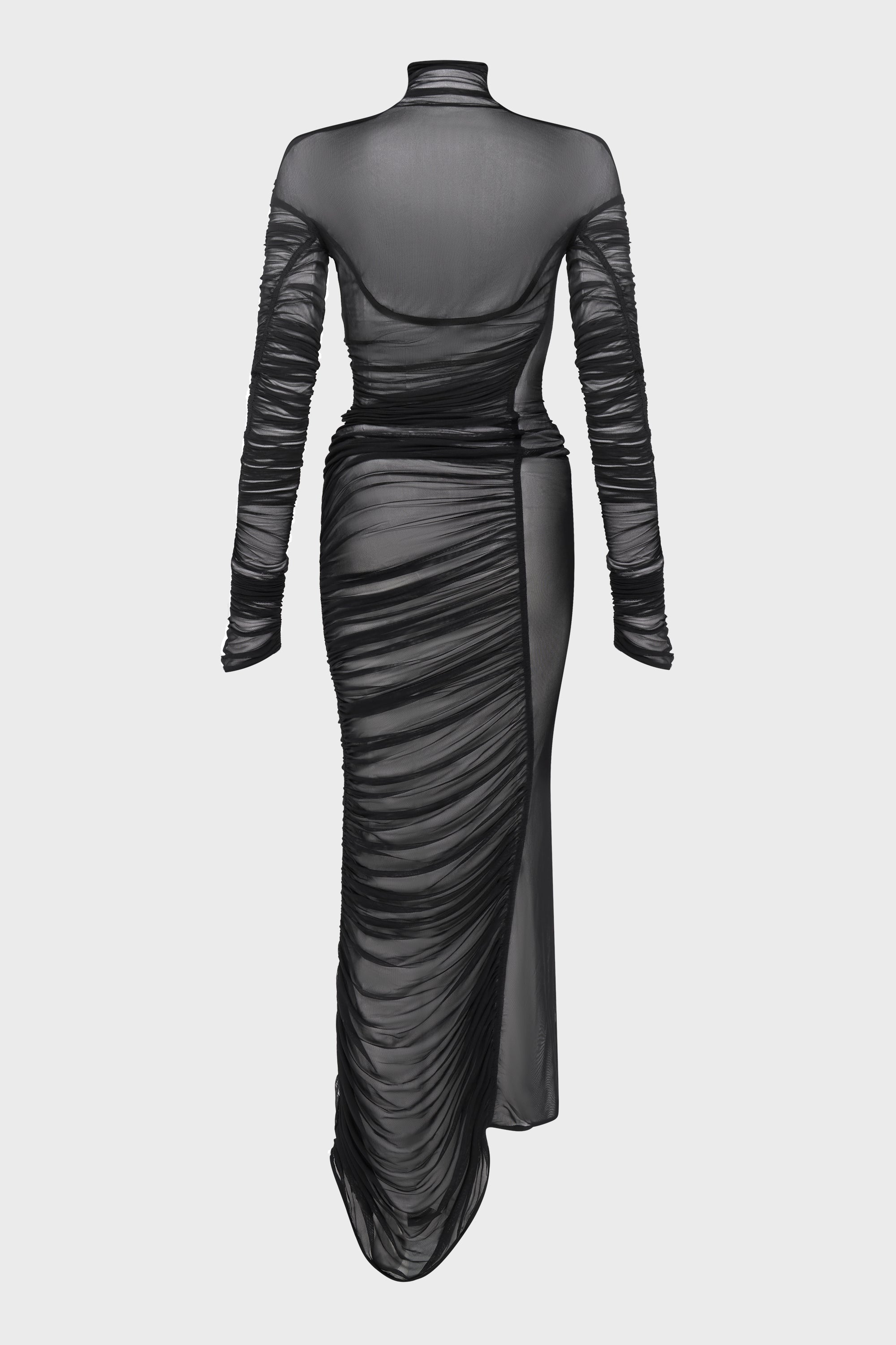 DRAPED MESH DRESS