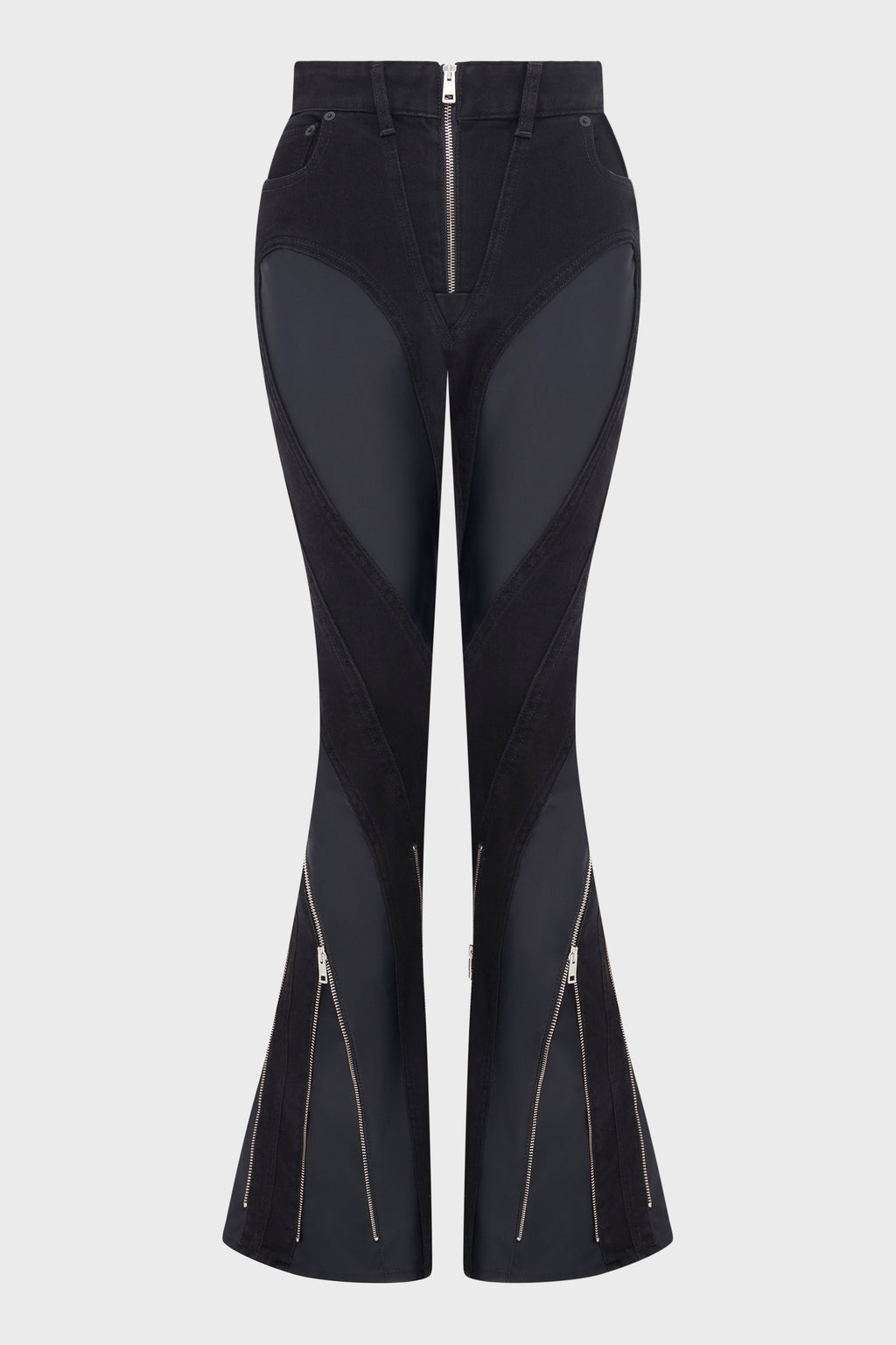 ZIPPED BI-MATERIAL JEANS BLACK