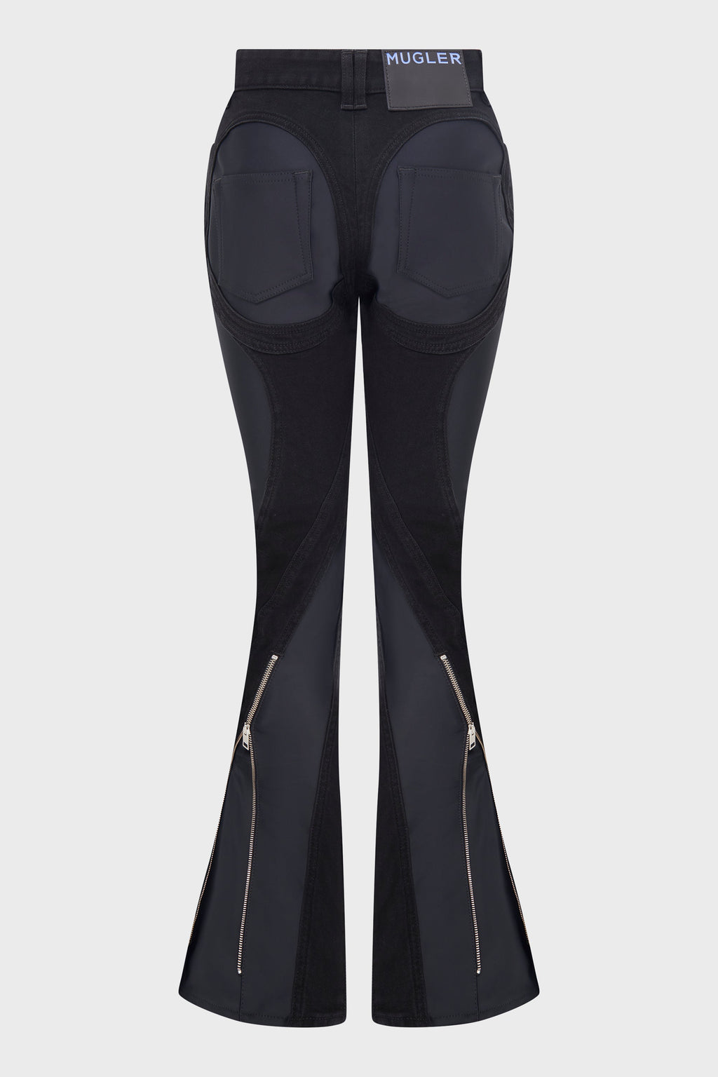 ZIPPED BI-MATERIAL JEANS BLACK