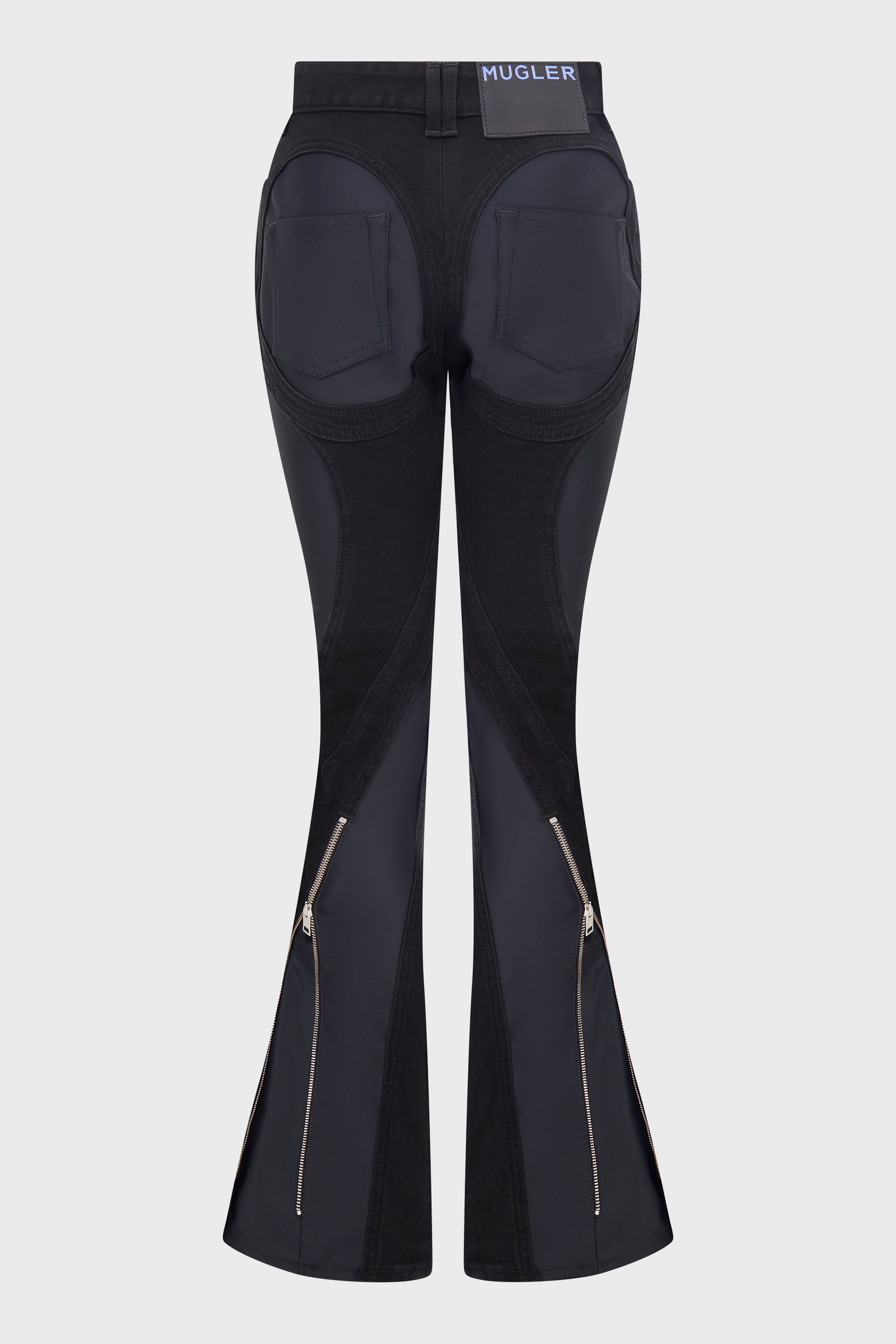 ZIPPED BI-MATERIAL JEANS BLACK
