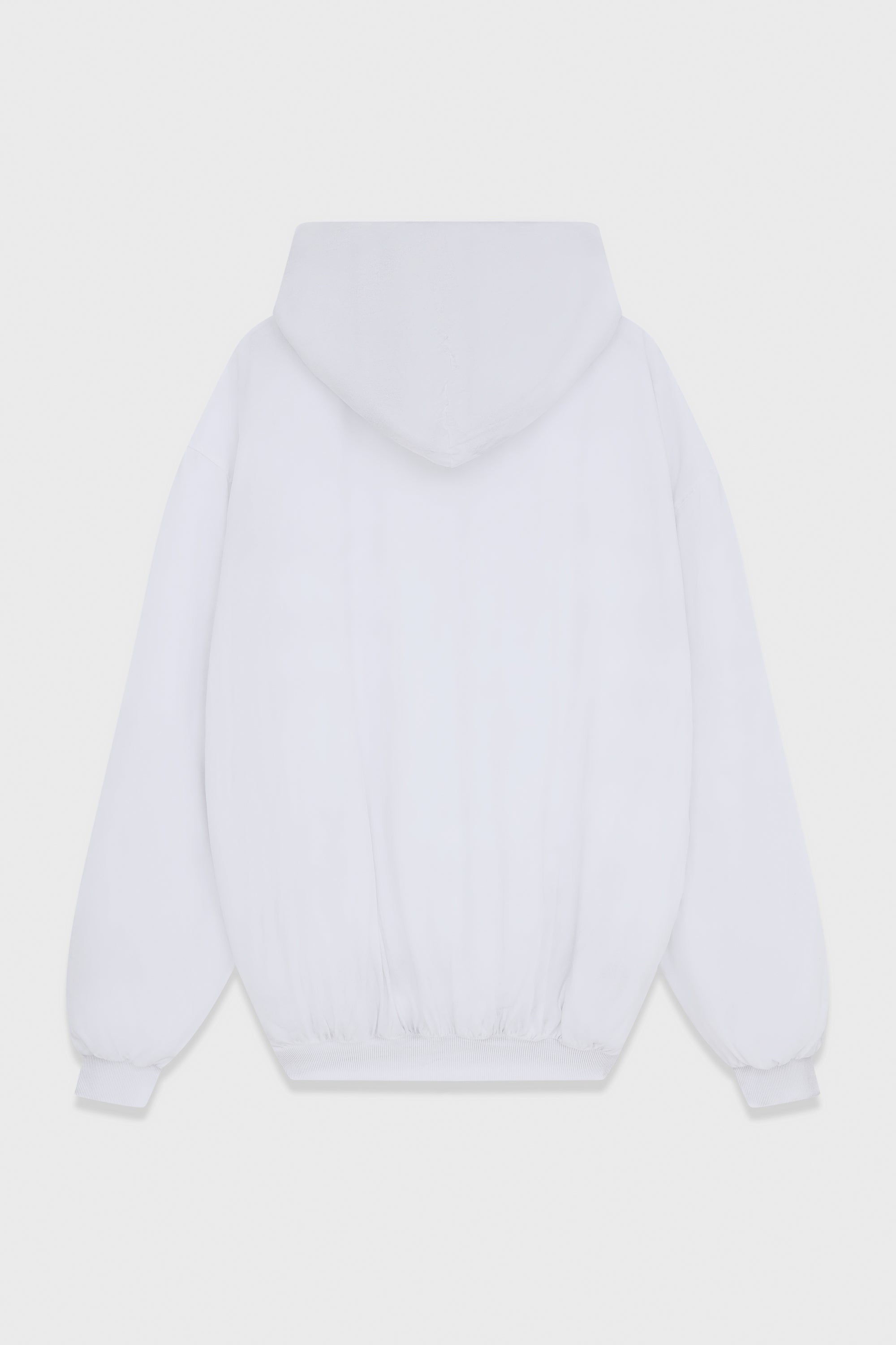 WHITE COTTON PADDED HOODIE ZIP-UP