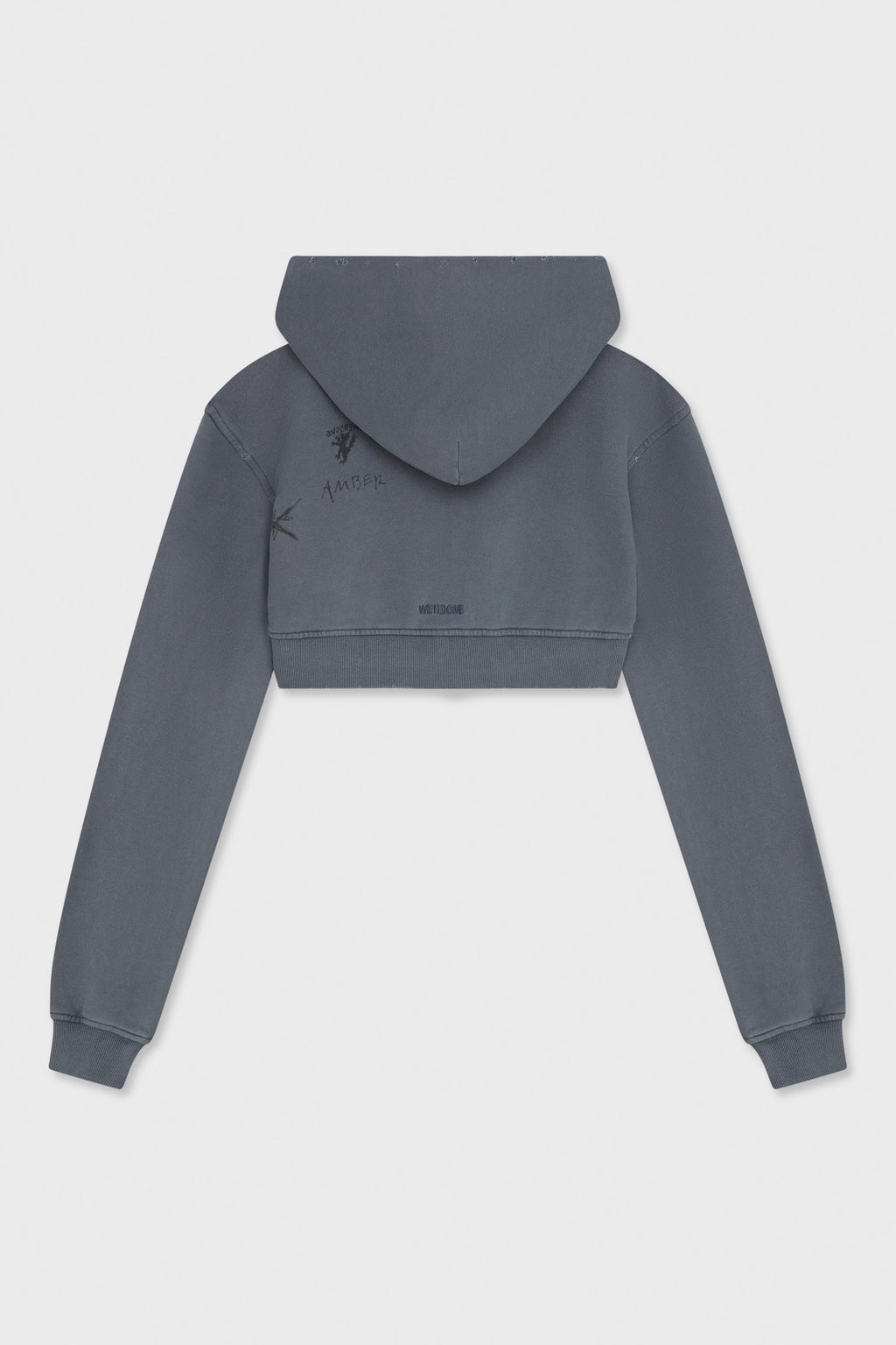 CHARCOAL WOMENS CROPPED HOODIE ZIP-UP