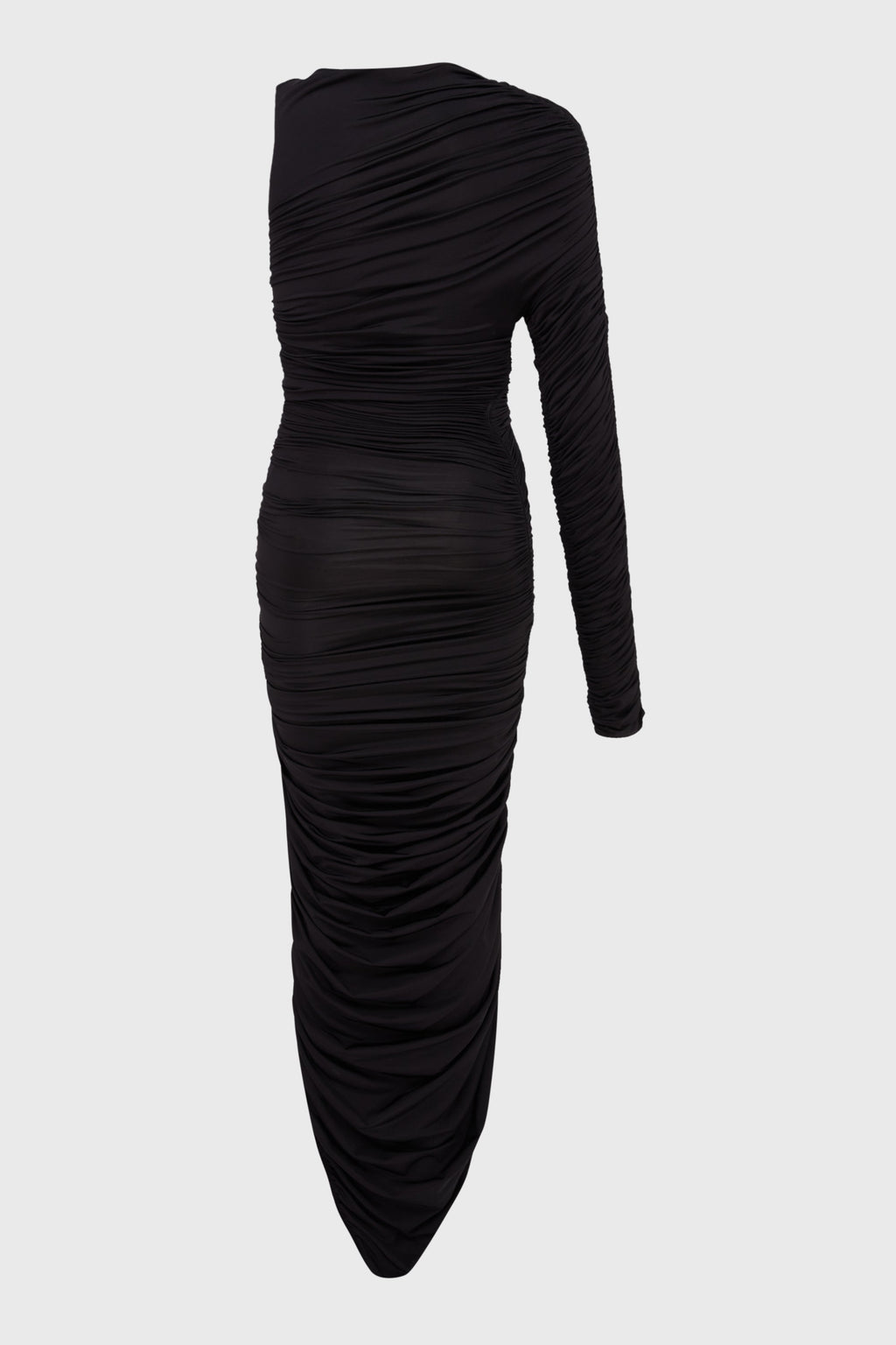 ASYMMETRICAL PIERCED RUCHED DRESS