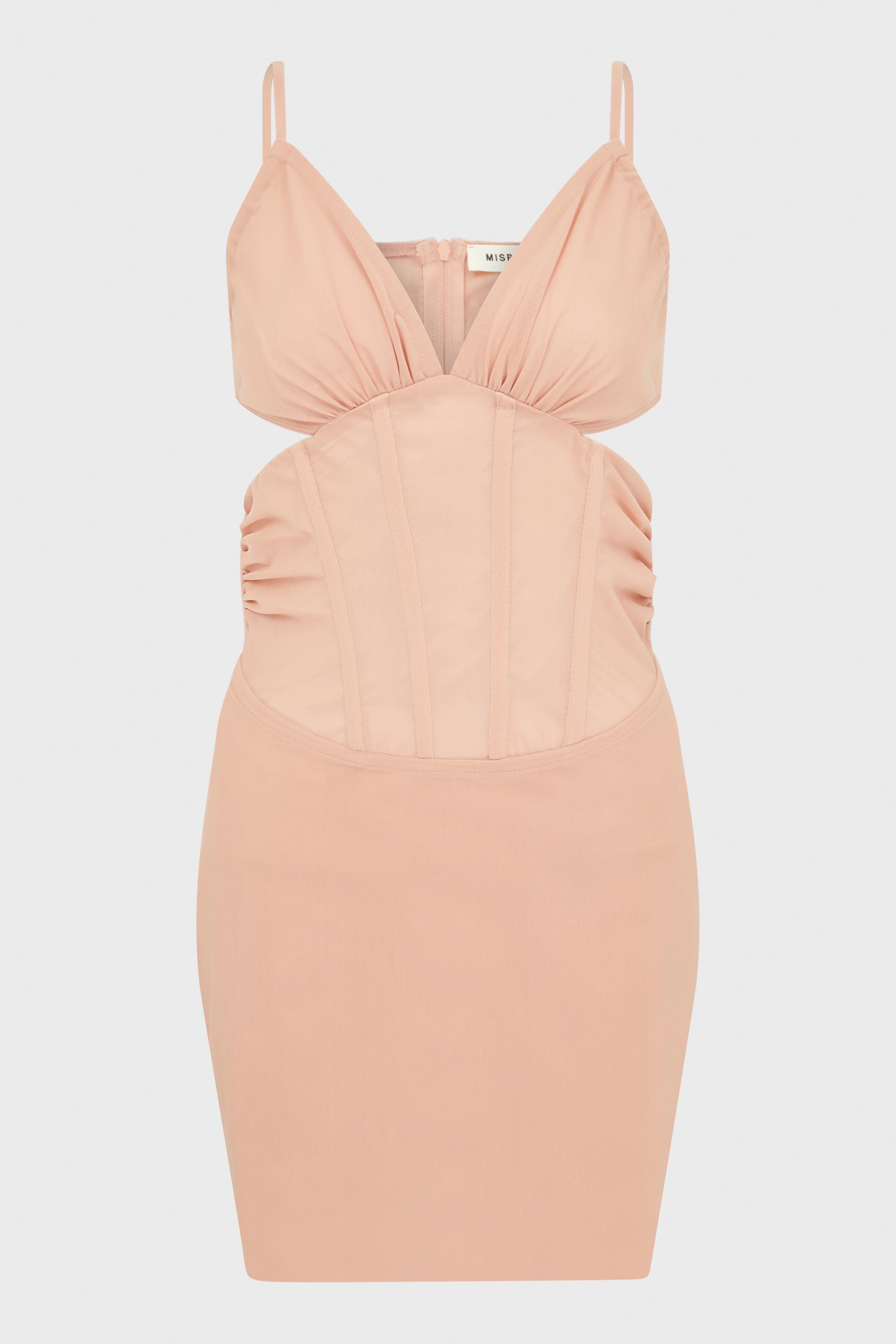 MESH CORSET MINI DRESS BLUSH