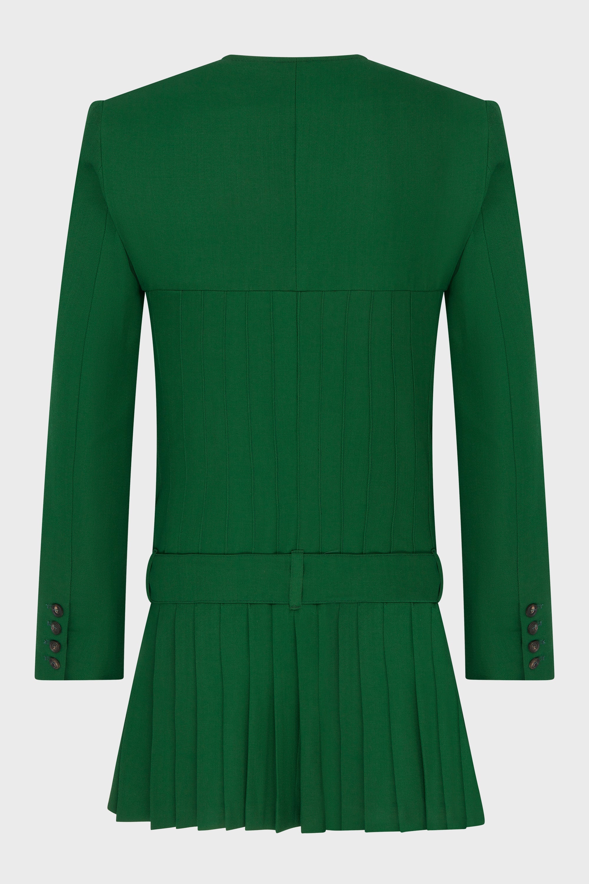 GREEN WOOL PLEATED JACKET