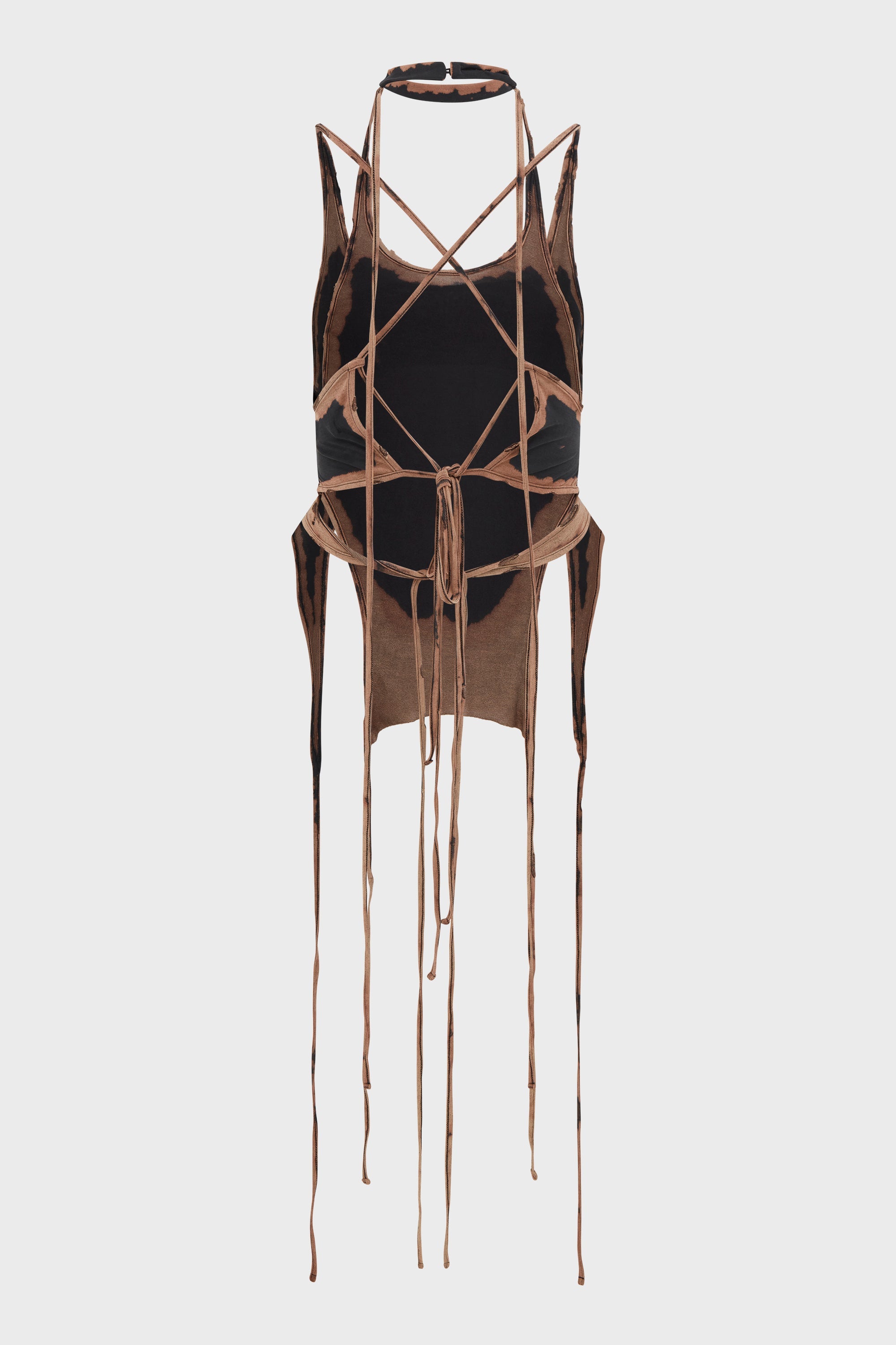LAYERED HALTER TOP BROWN/BLACK