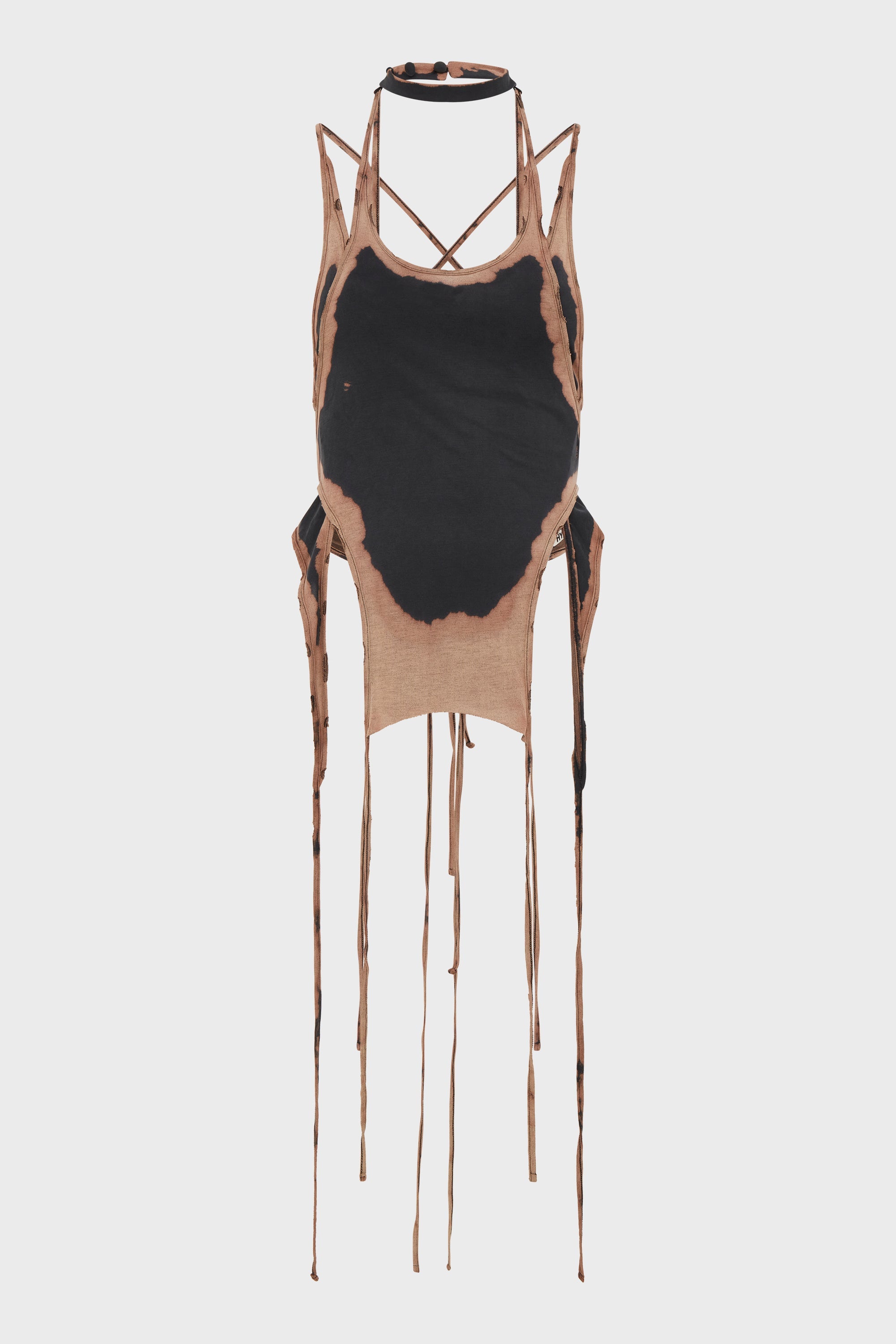 LAYERED HALTER TOP BROWN/BLACK