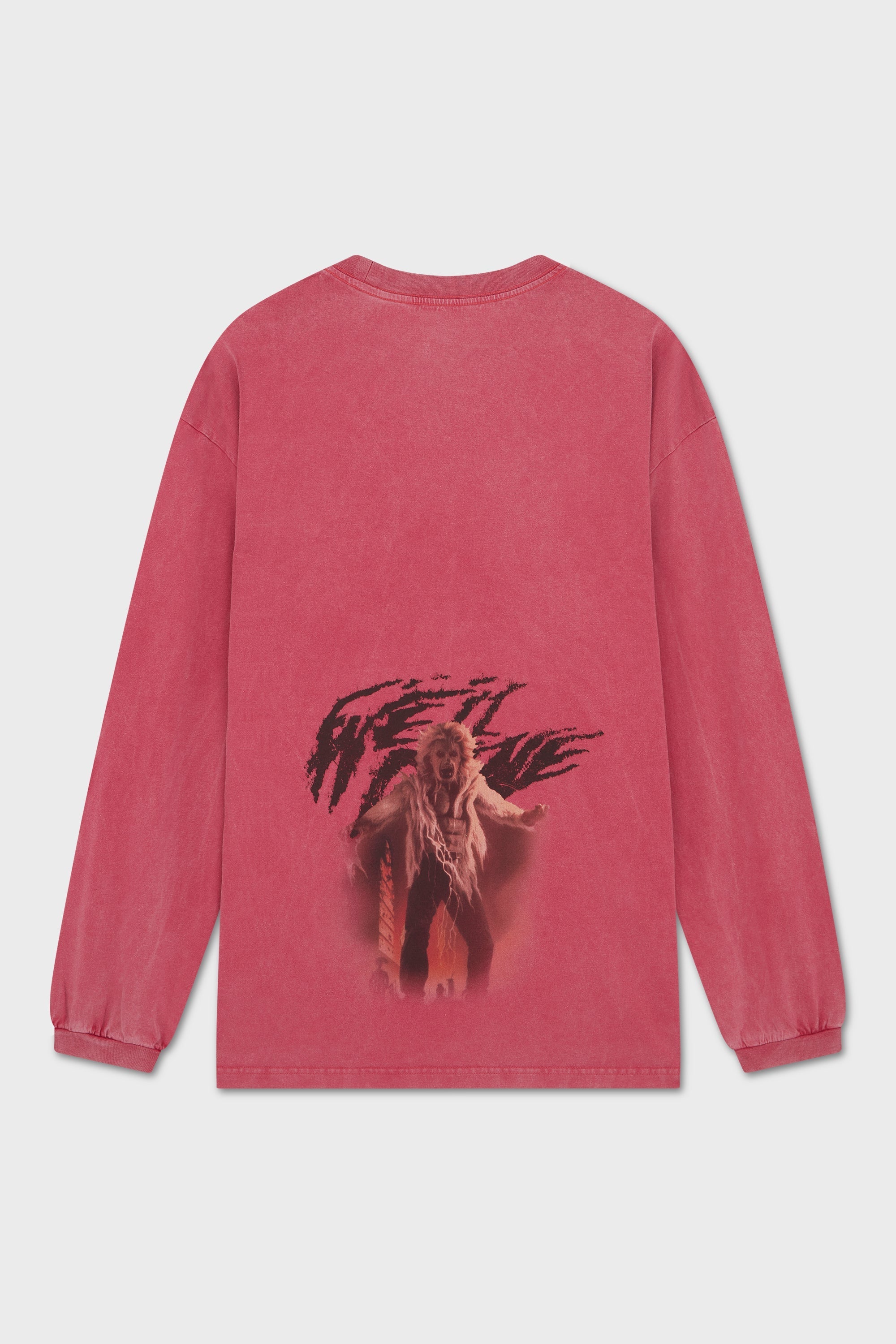 PINK VINTAGE HORROR PRINT LONGSLEEVE TSHIRT
