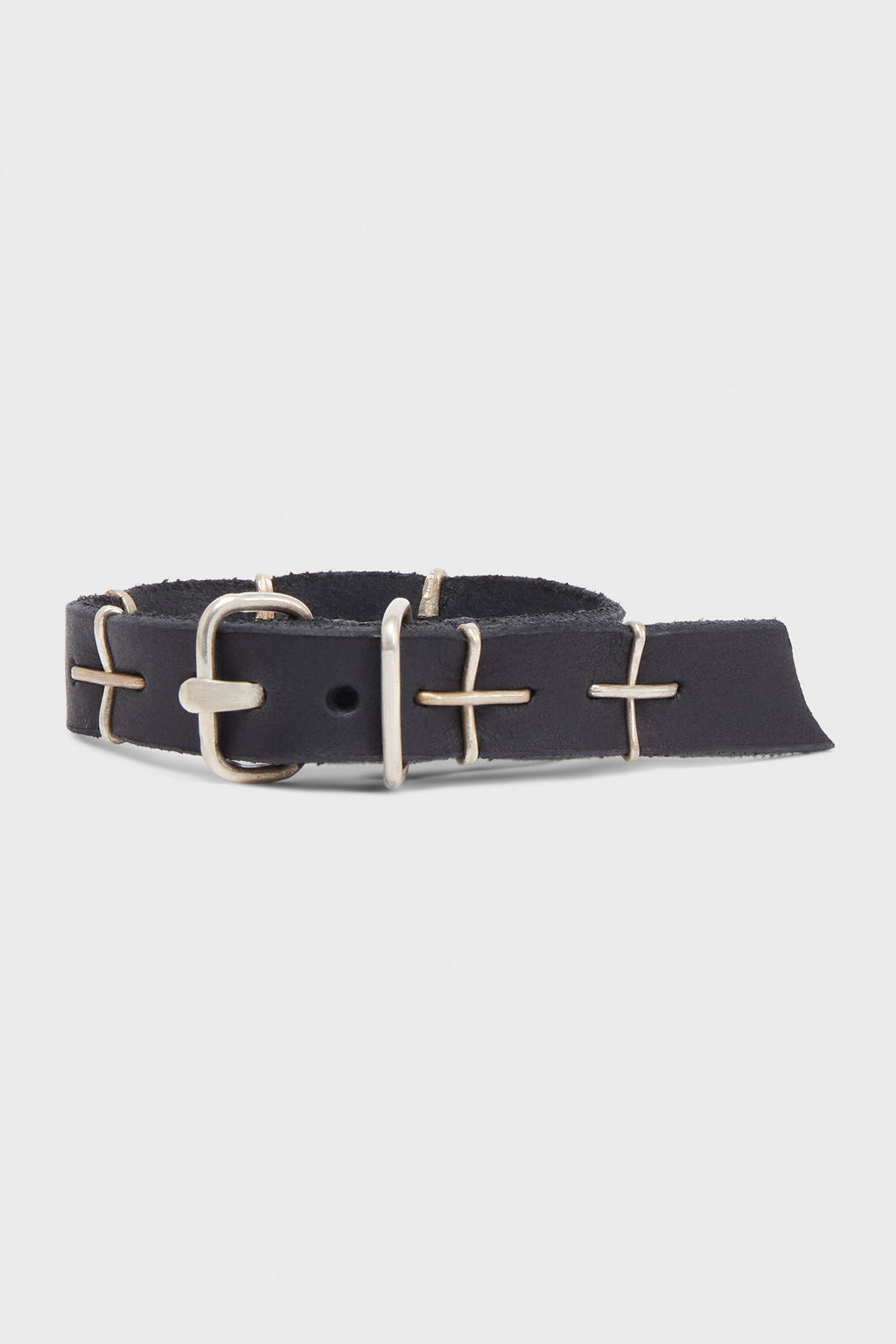 THIN SILVER CROSS STUDDED WRIST BAND
