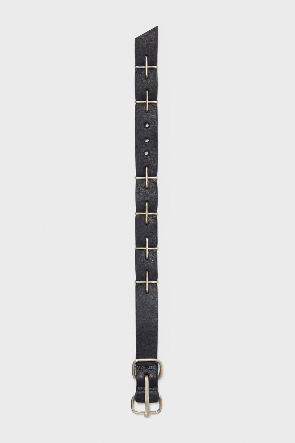 THIN SILVER CROSS STUDDED WRIST BAND
