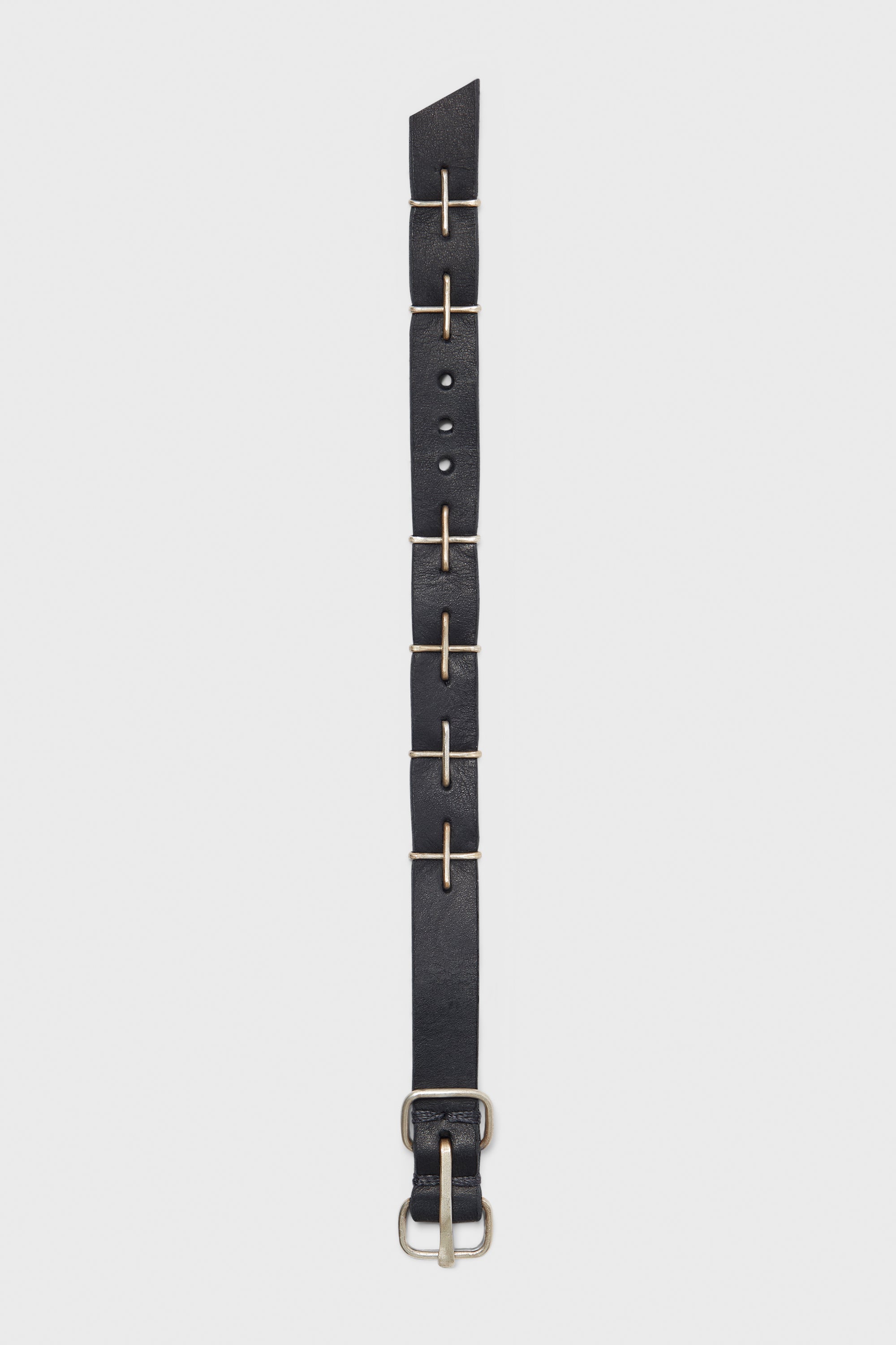 THIN SILVER CROSS STUDDED WRIST BAND