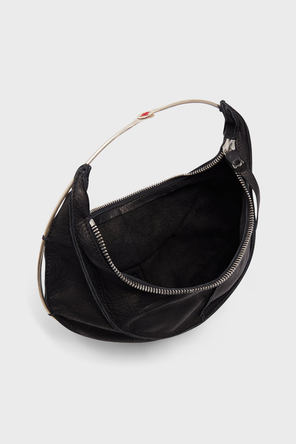 SMALL BANANA BAG W/SILVER RING HANDLE
