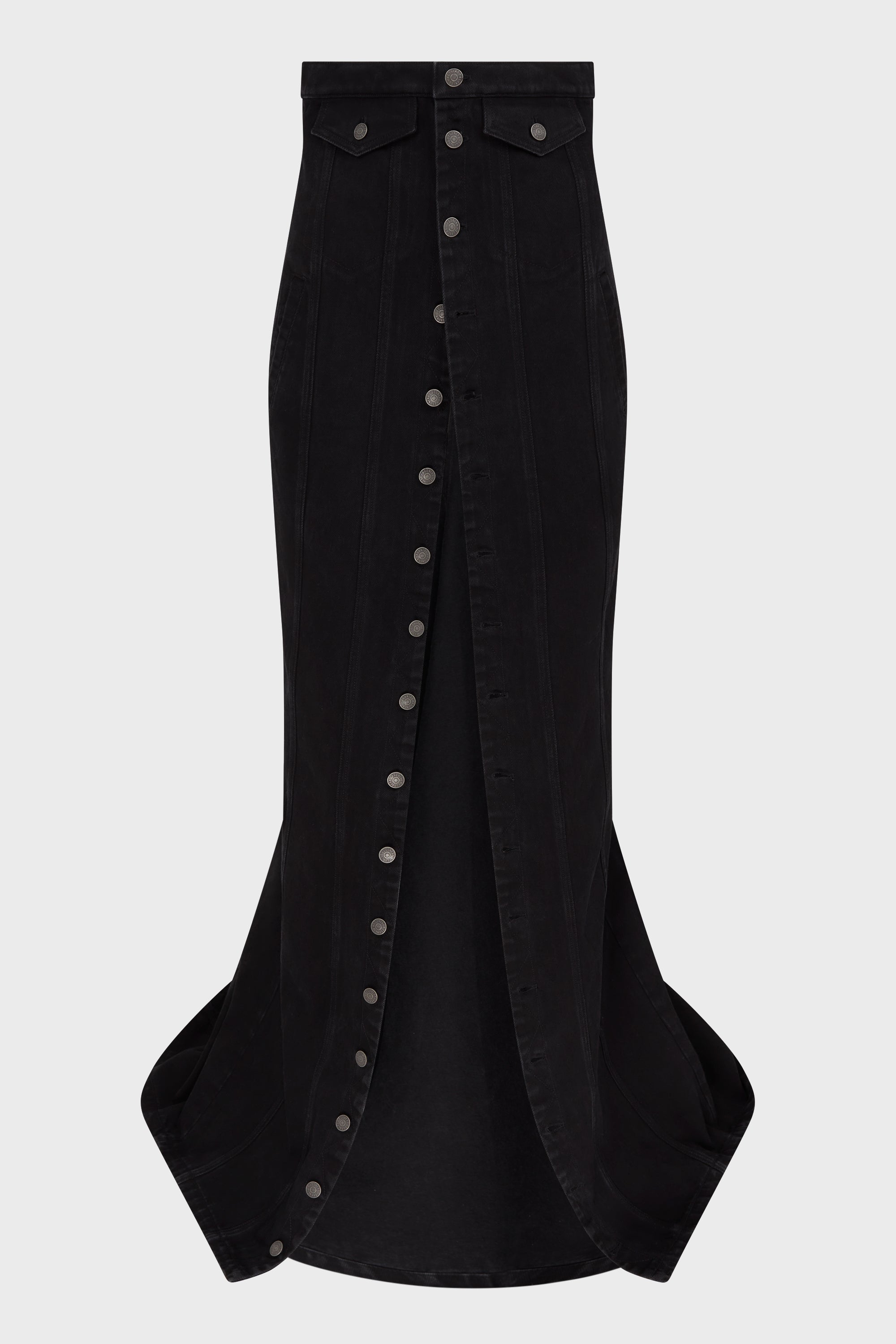 MAXI DENIM SKIRT BLACK STONEWASHED