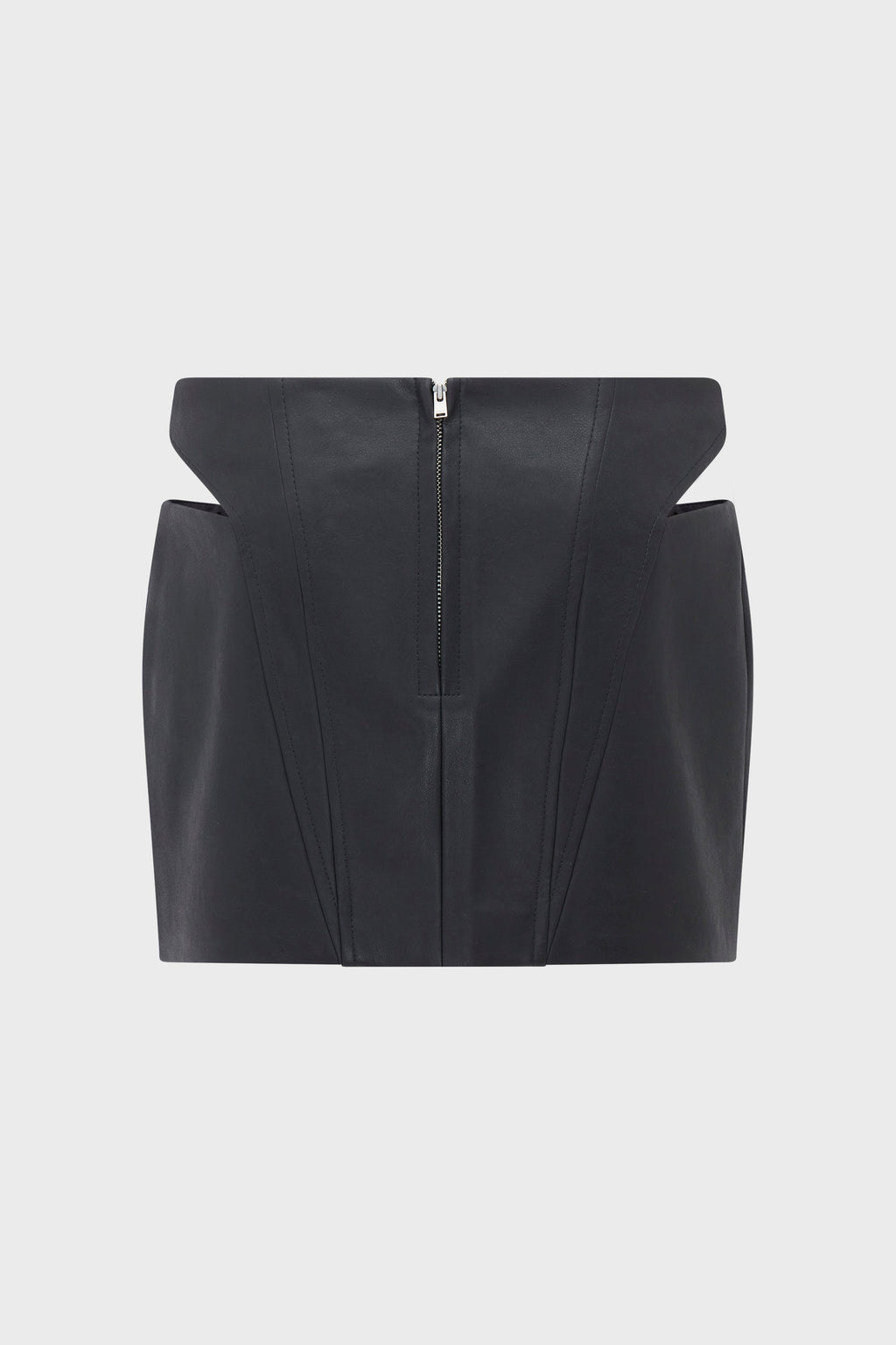 MATTE FAUX LEATHER CUT OUT MINI SKIRT
