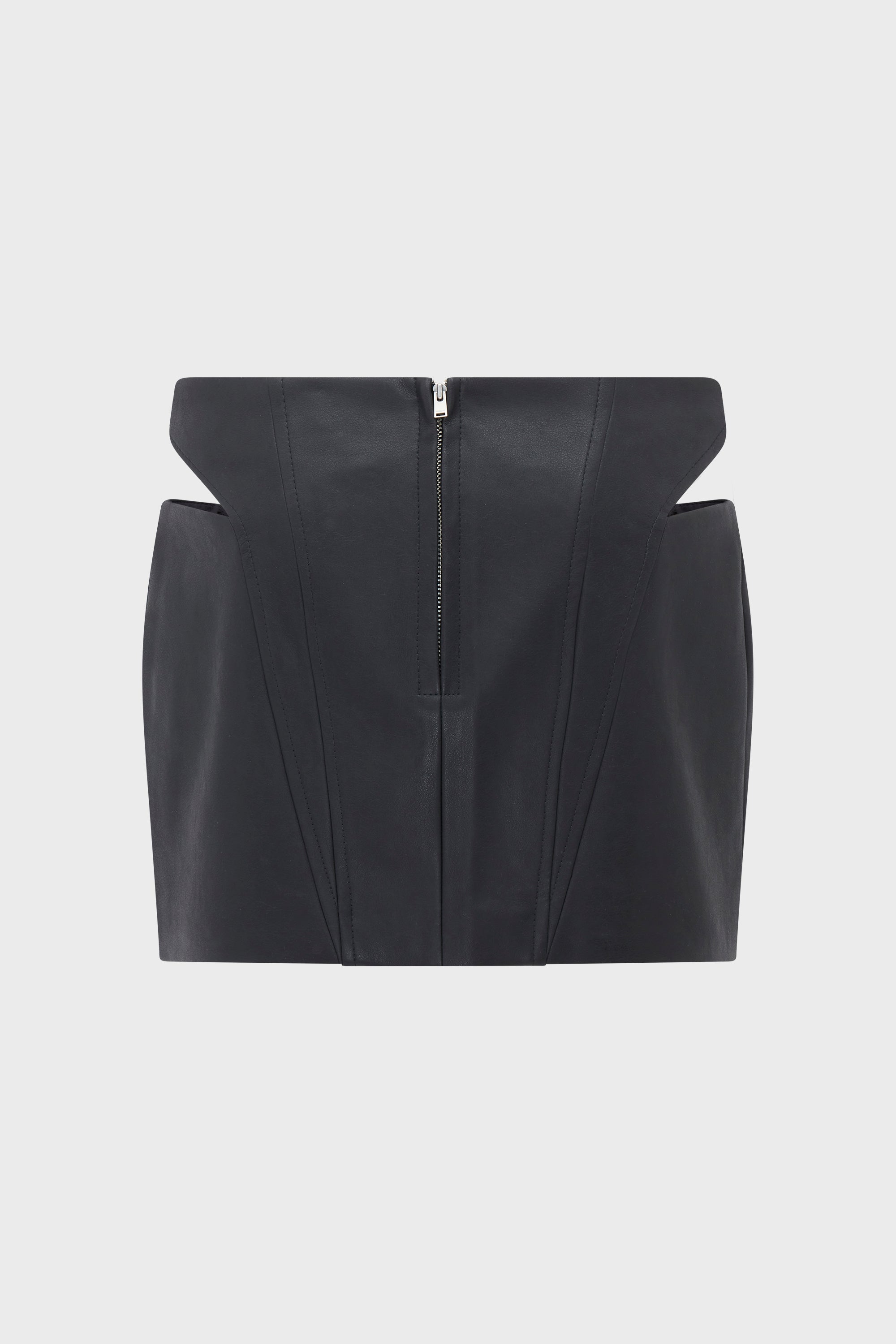 MATTE FAUX LEATHER CUT OUT MINI SKIRT