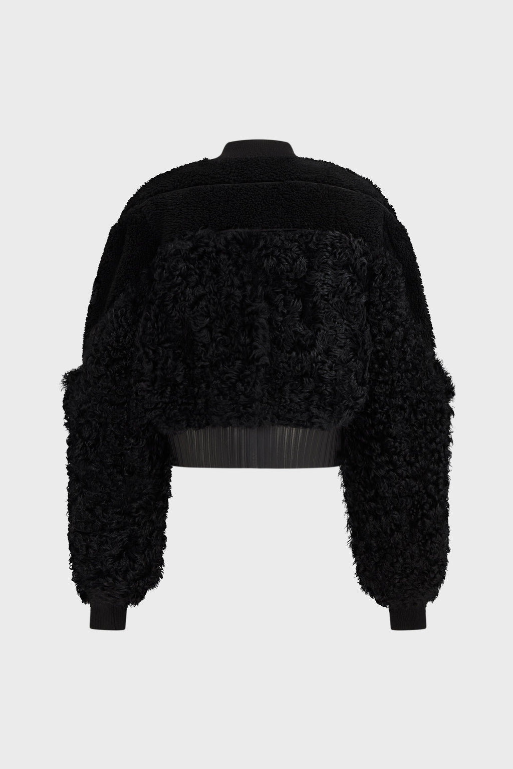 SHEARLING GIRDERED BOMBER CROPPED BLACK