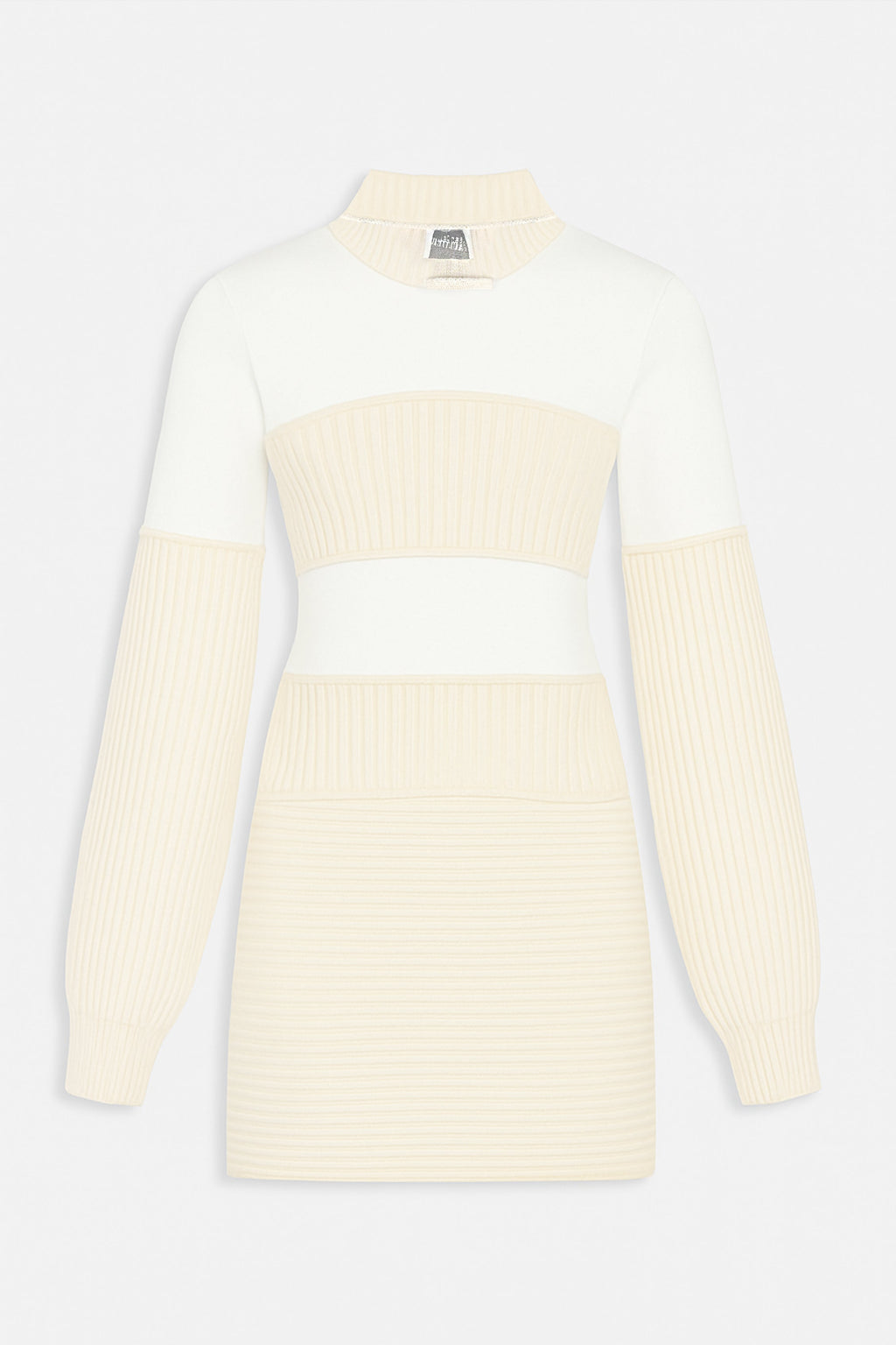 RIBBED LONG SLEEVES SHORT DRESS