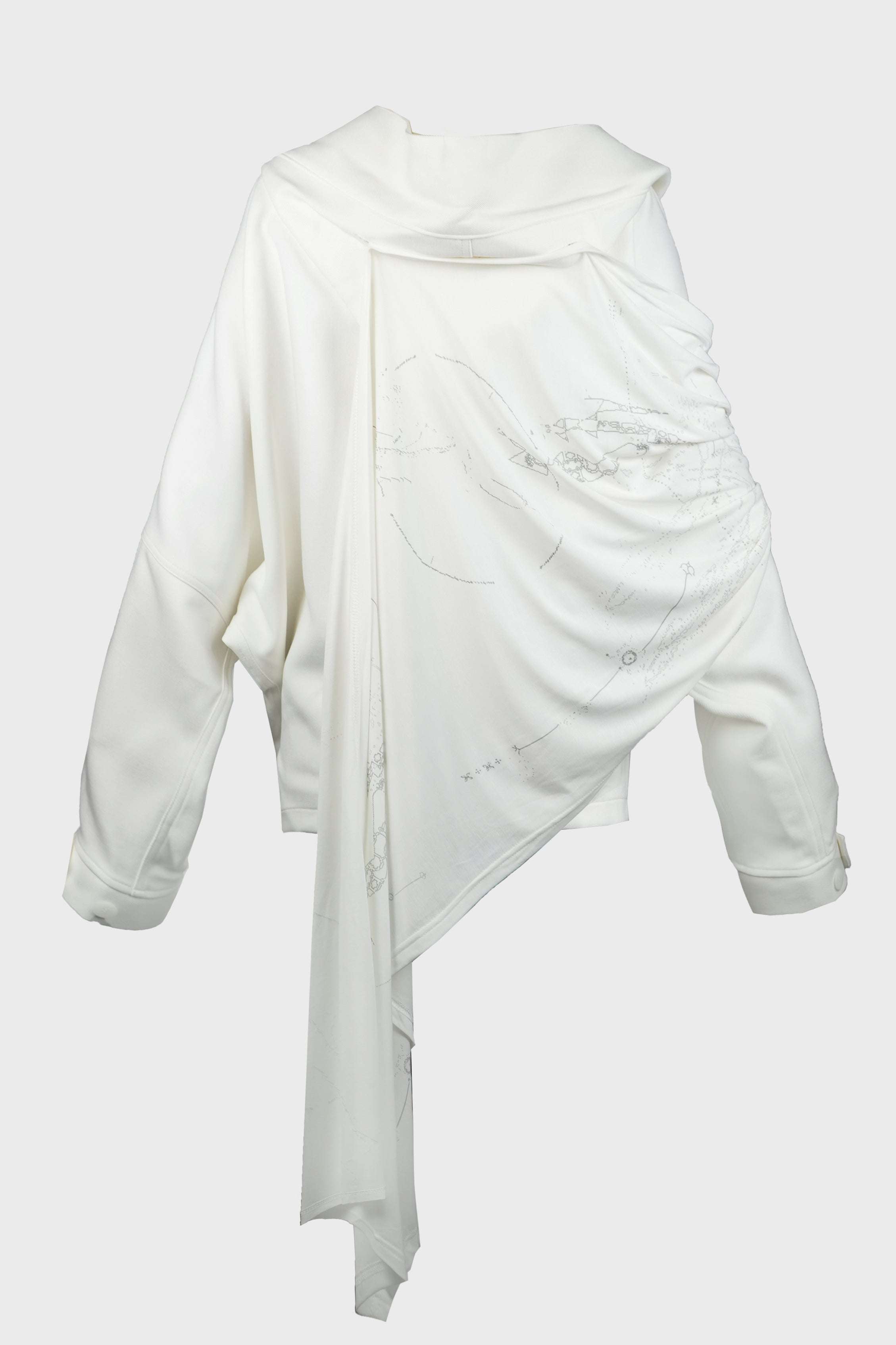 HOODED JAKCET w/ GRAPHIC MUFFLER IVORY