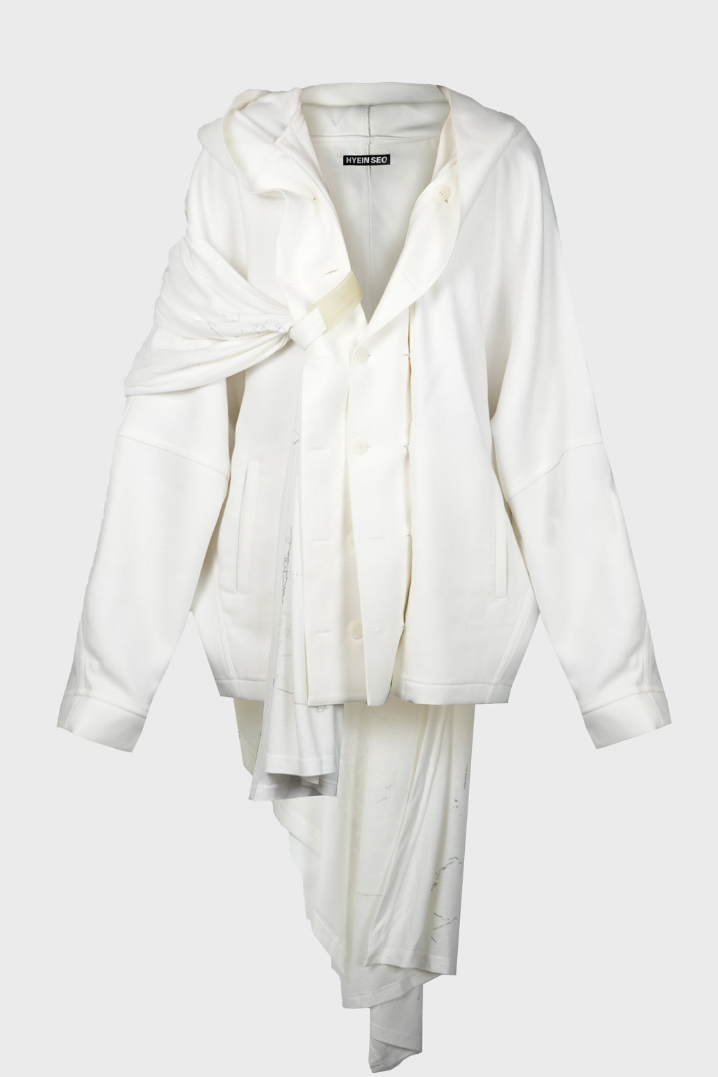 HOODED JAKCET w/ GRAPHIC MUFFLER IVORY