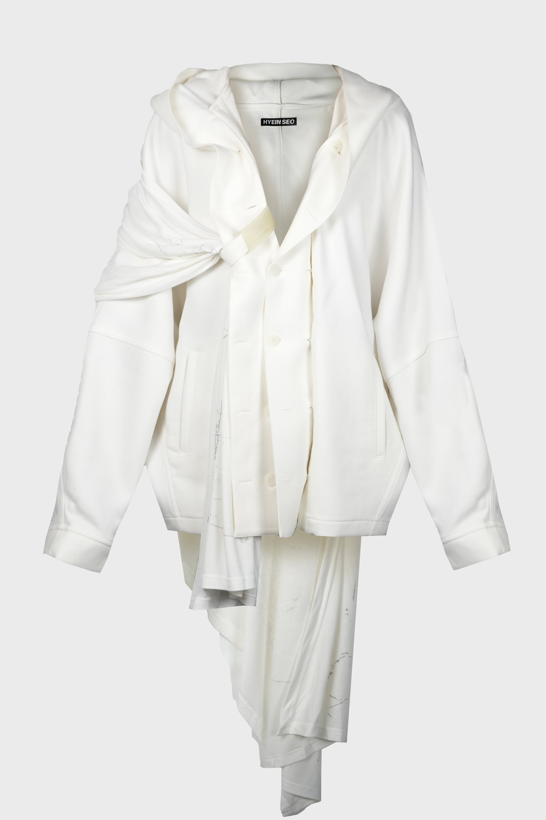 HOODED JAKCET w/ GRAPHIC MUFFLER IVORY