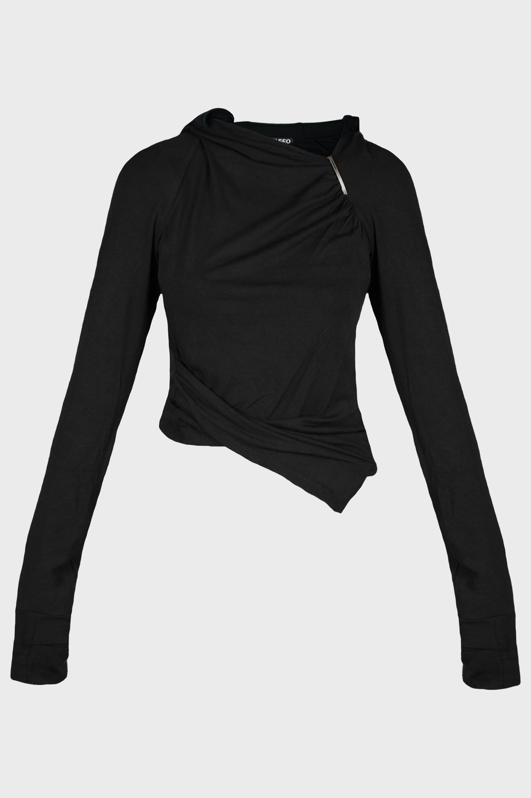 HOODED SHIRRING TOP