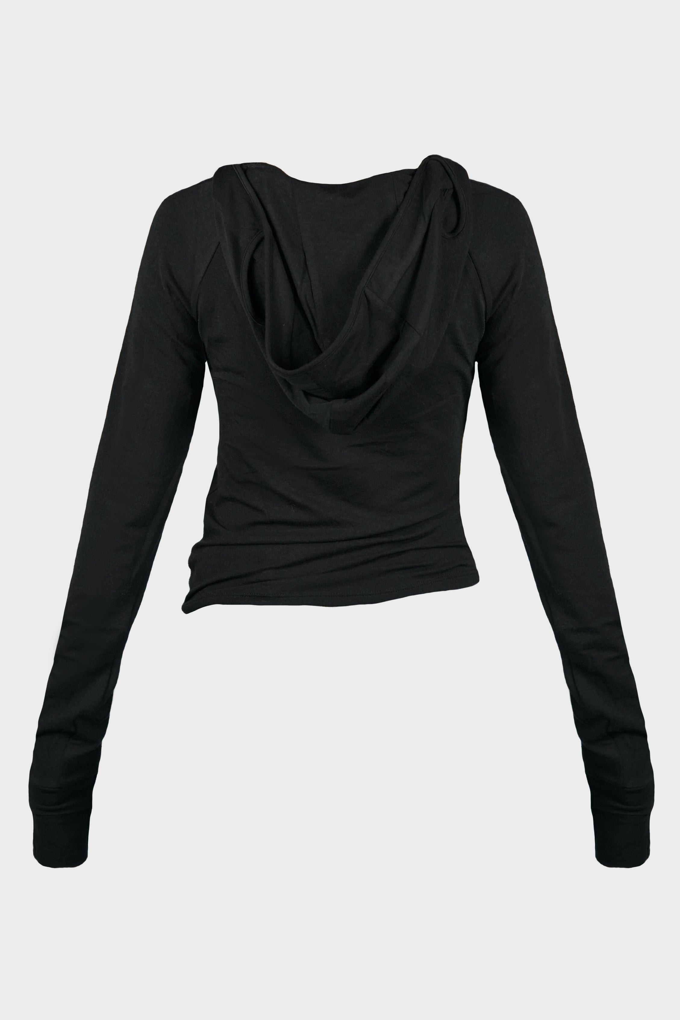 HOODED SHIRRING TOP