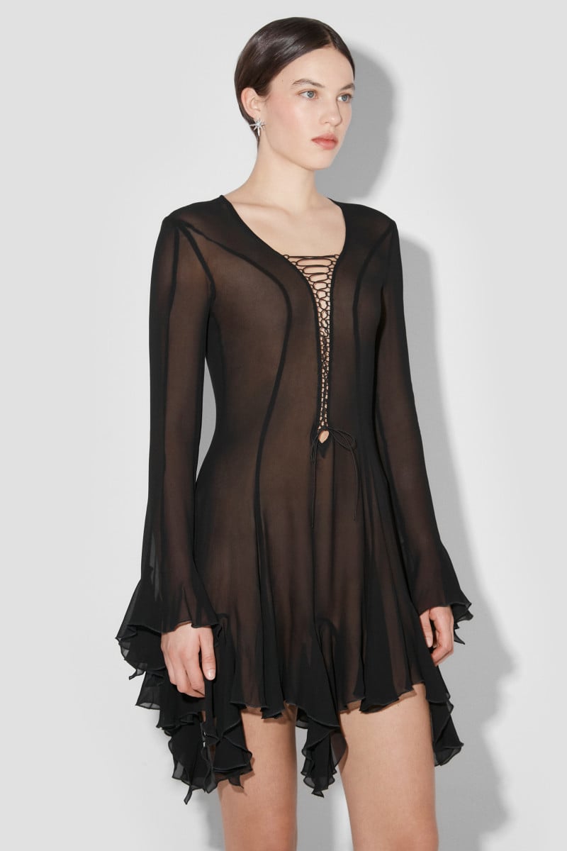 LACED CHIFFON MINI DRESS